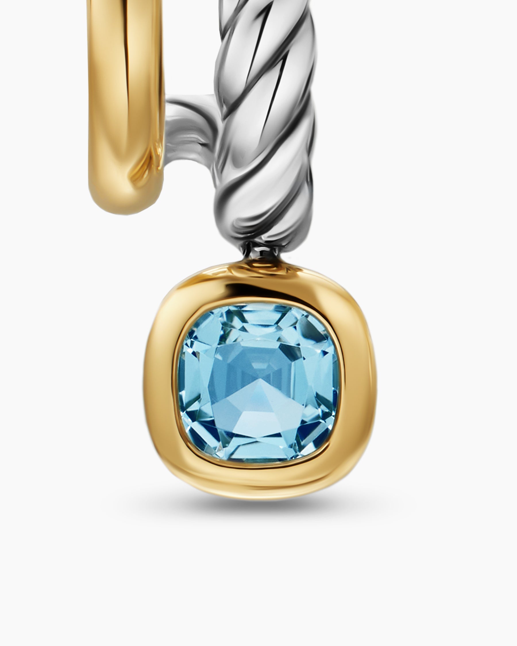 DY Mercer Color Two Row Drop Earrings in Sterling Silver with 18K Yellow Gold and Sky Blue Topaz, 19.5mm - Image 4