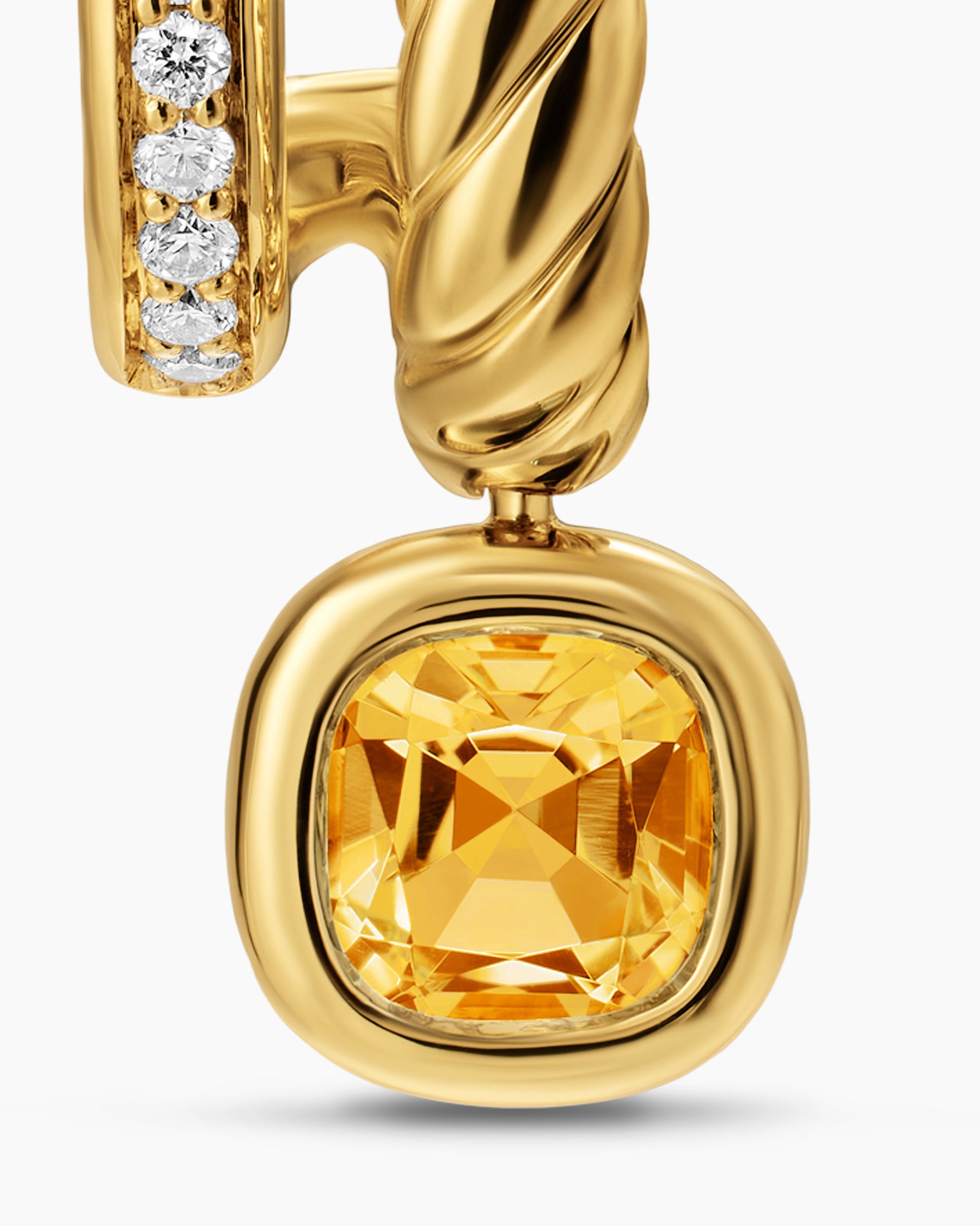 DY Mercer Color Two Row Drop Earrings in 18K Yellow Gold with Citrine and Diamonds, 19.5mm - Image 4