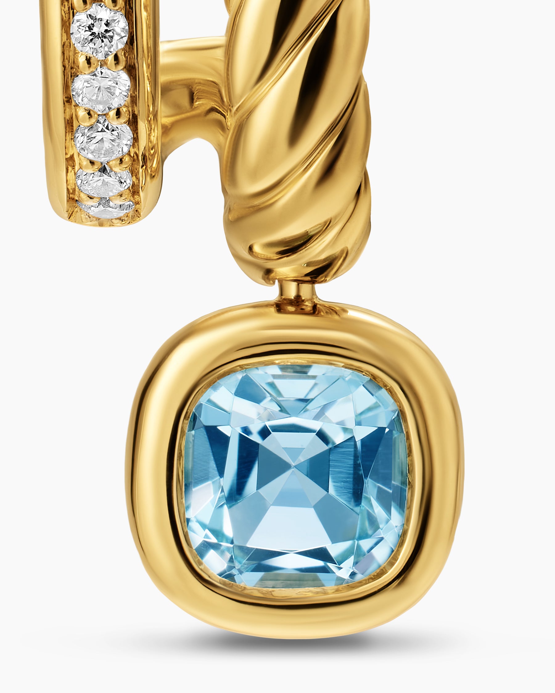 DY Mercer Color Two Row Drop Earrings in 18K Yellow Gold with Sky Blue Topaz and Diamonds, 19.5mm - Image 4
