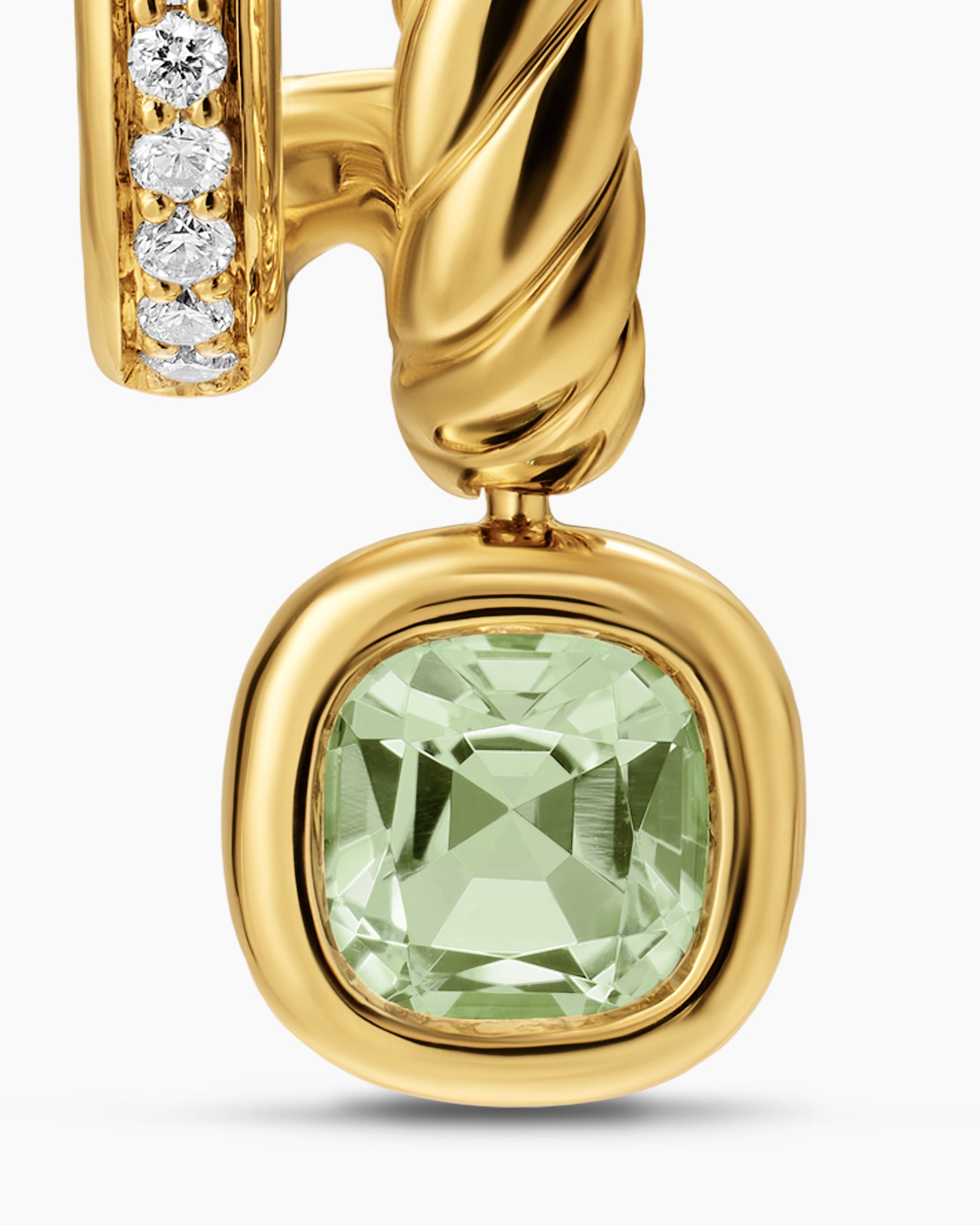 DY Mercer Color Two Row Drop Earrings in 18K Yellow Gold with Prasiolite and Diamonds, 19.5mm - Image 4