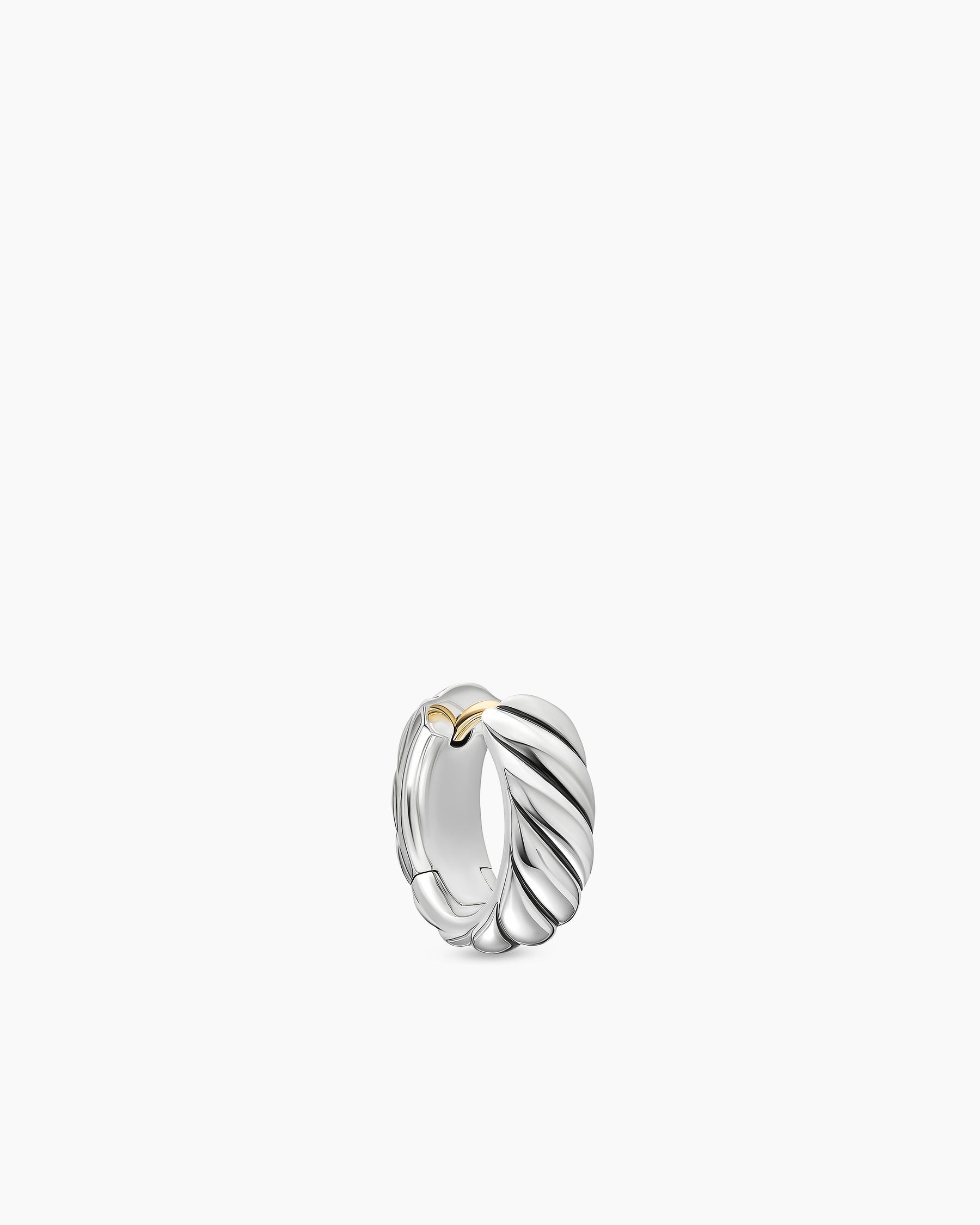 Sculpted Cable Hoop Earring in Sterling Silver, 12.8mm