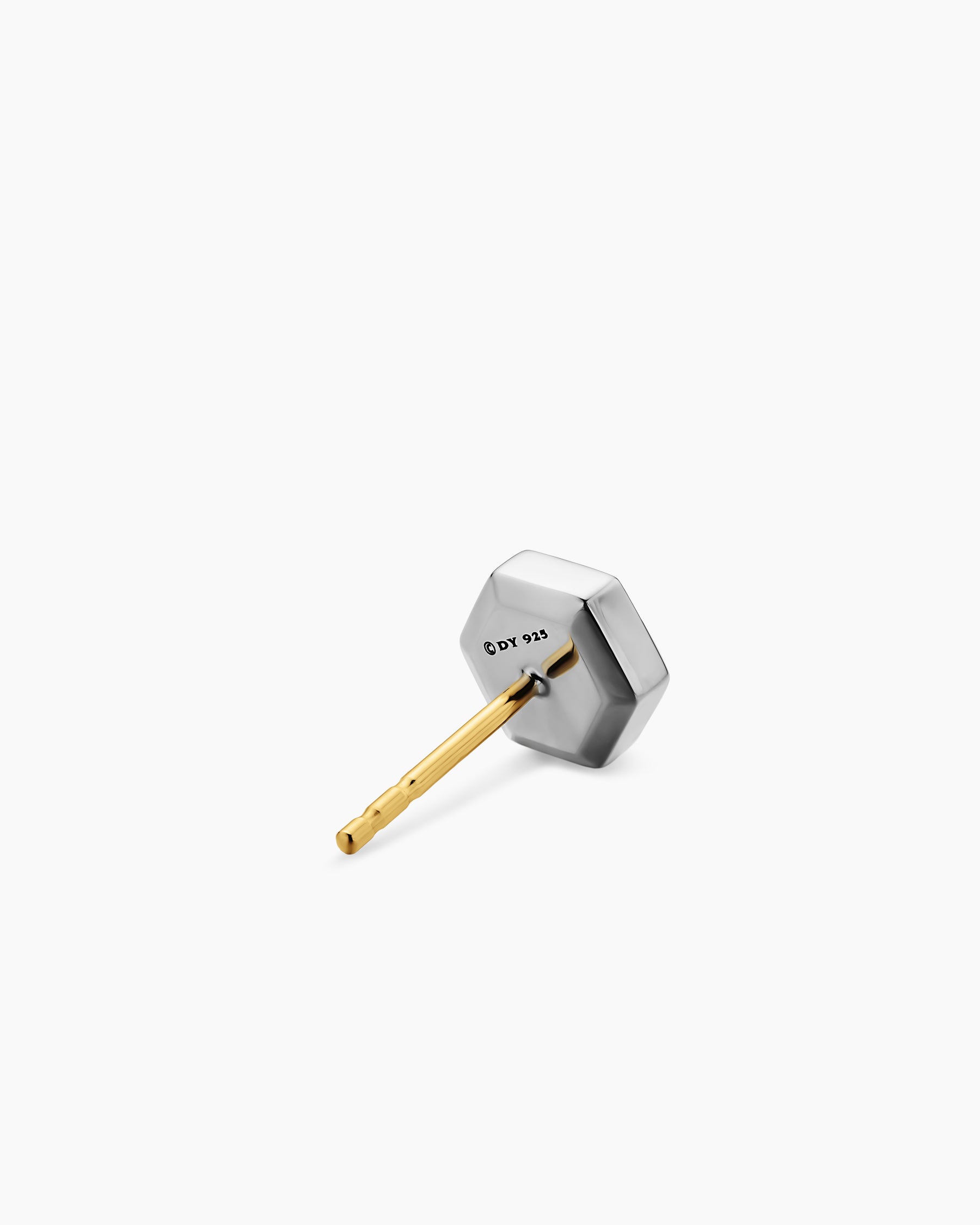 Alternative view of Faceted Hex Stud Earring in Sterling Silver with Black Diamond, 8mm