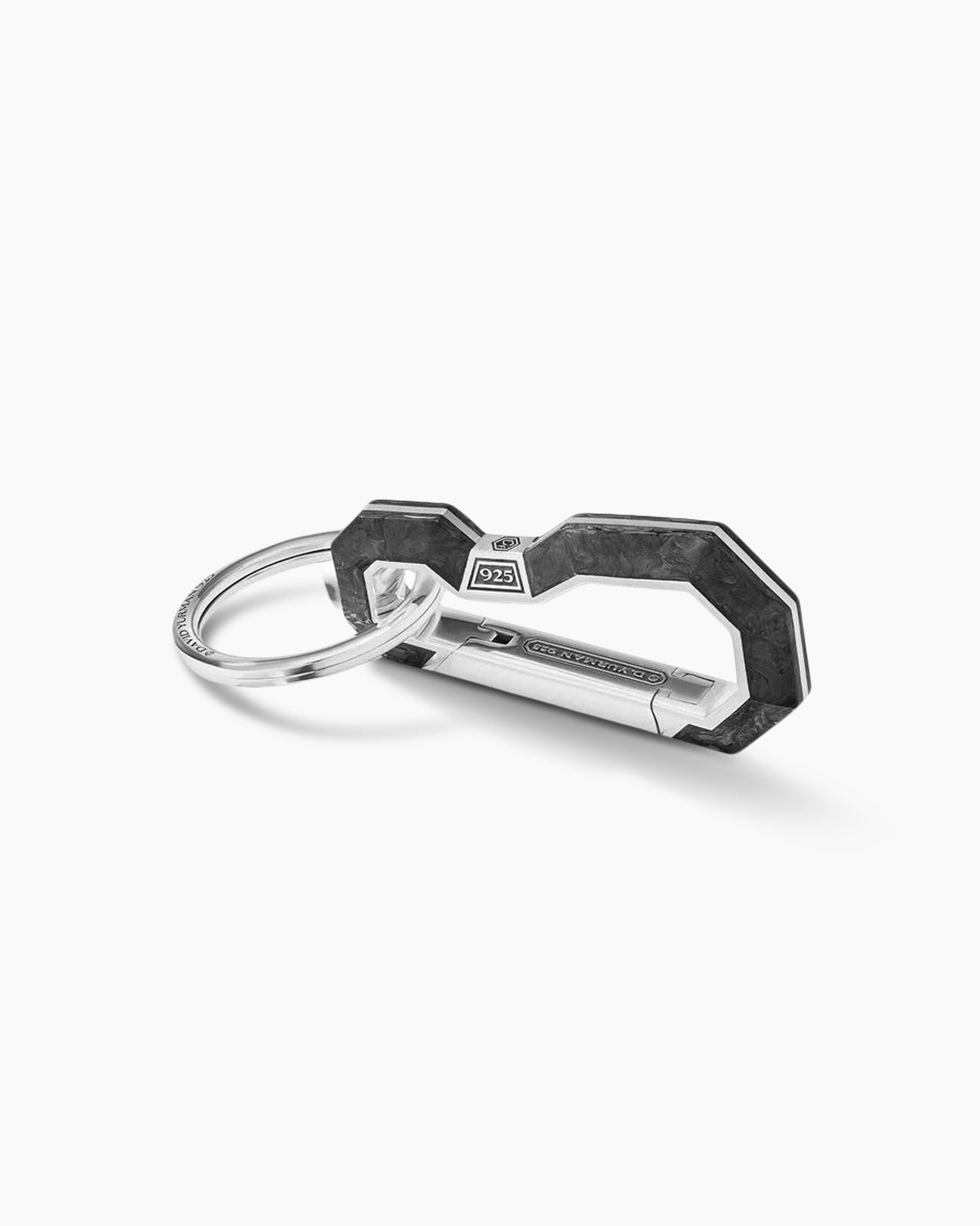 Streamline Carabineer Keychain in Sterling Silver with Forged Carbon, 57.5mm - Image 3