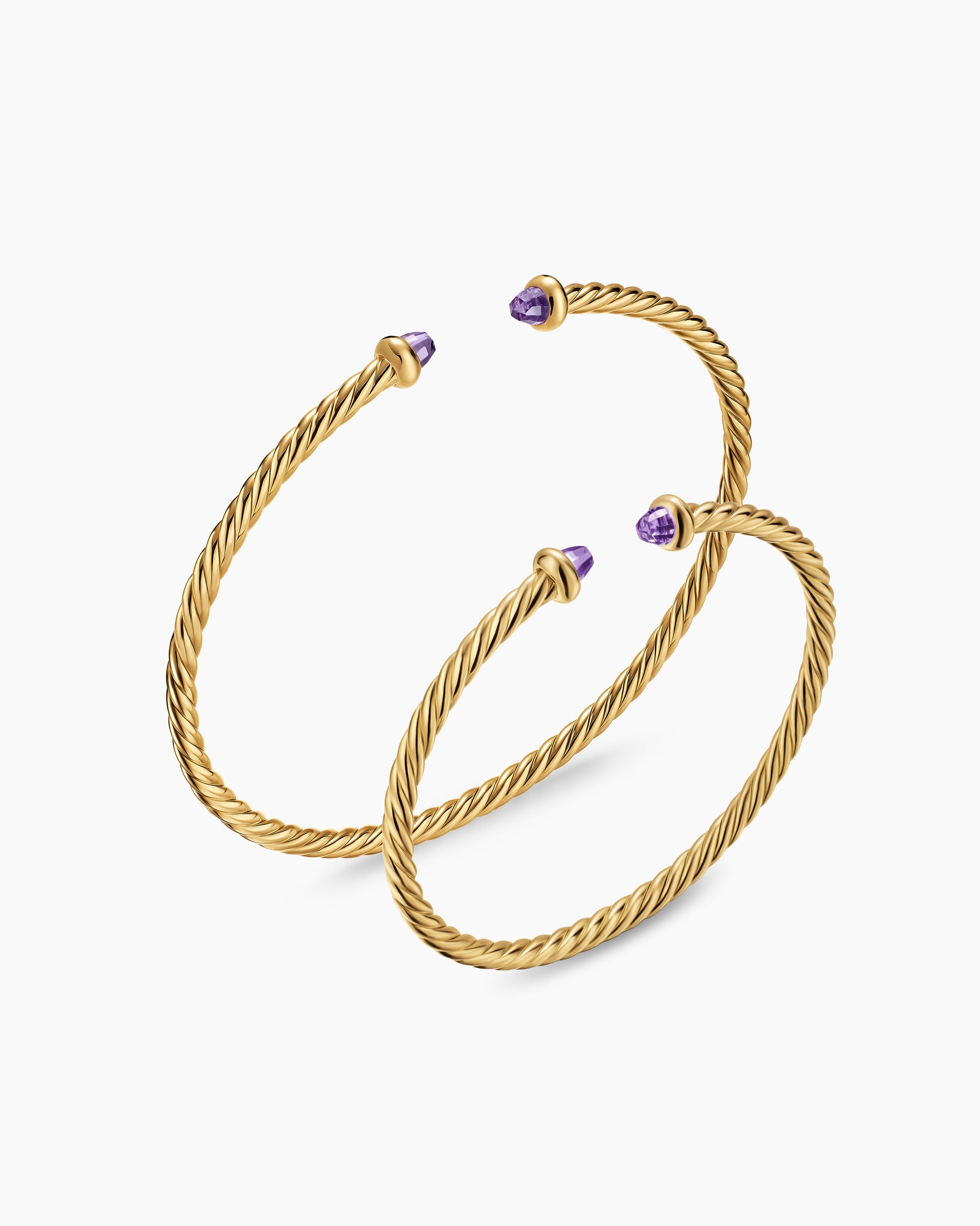 Micro Cablespira Flex Teen Bracelet in 18K Yellow Gold with Amethyst, 2.6mm - Image 4