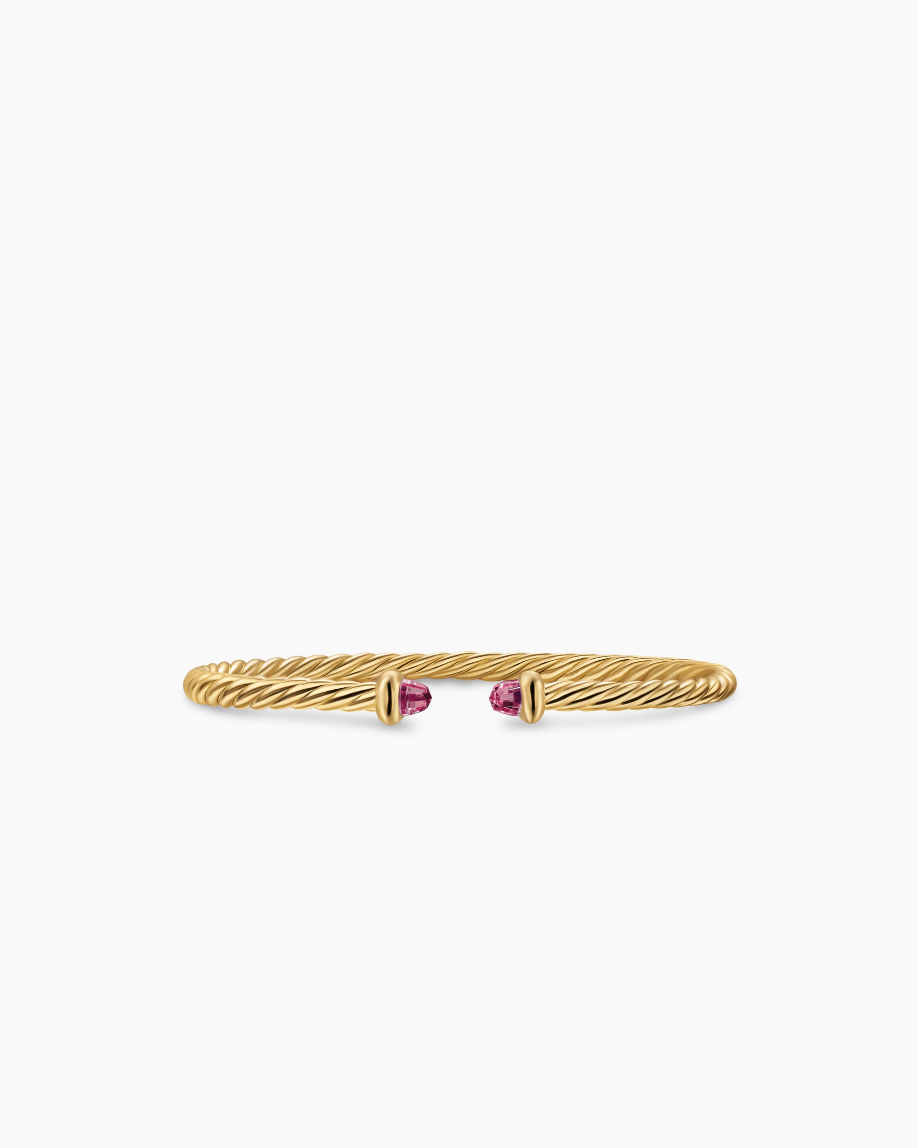 Micro Cablespira Flex Teen Bracelet in 18K Yellow Gold with Pink Tourmalines, 2.6mm
