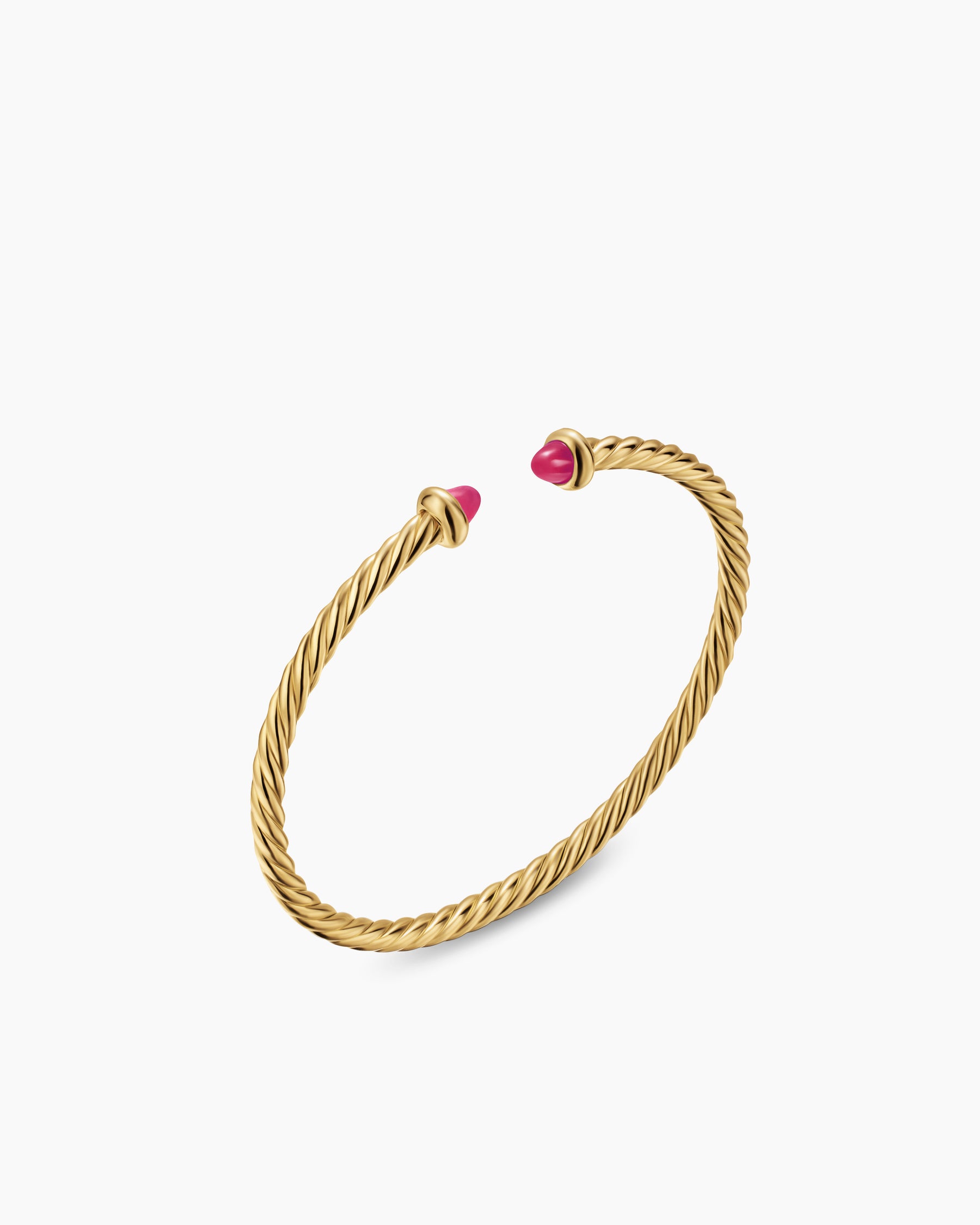 Alternative view of Micro Cablespira Flex Teen Bracelet in 18K Yellow Gold with Rubies, 2.6mm