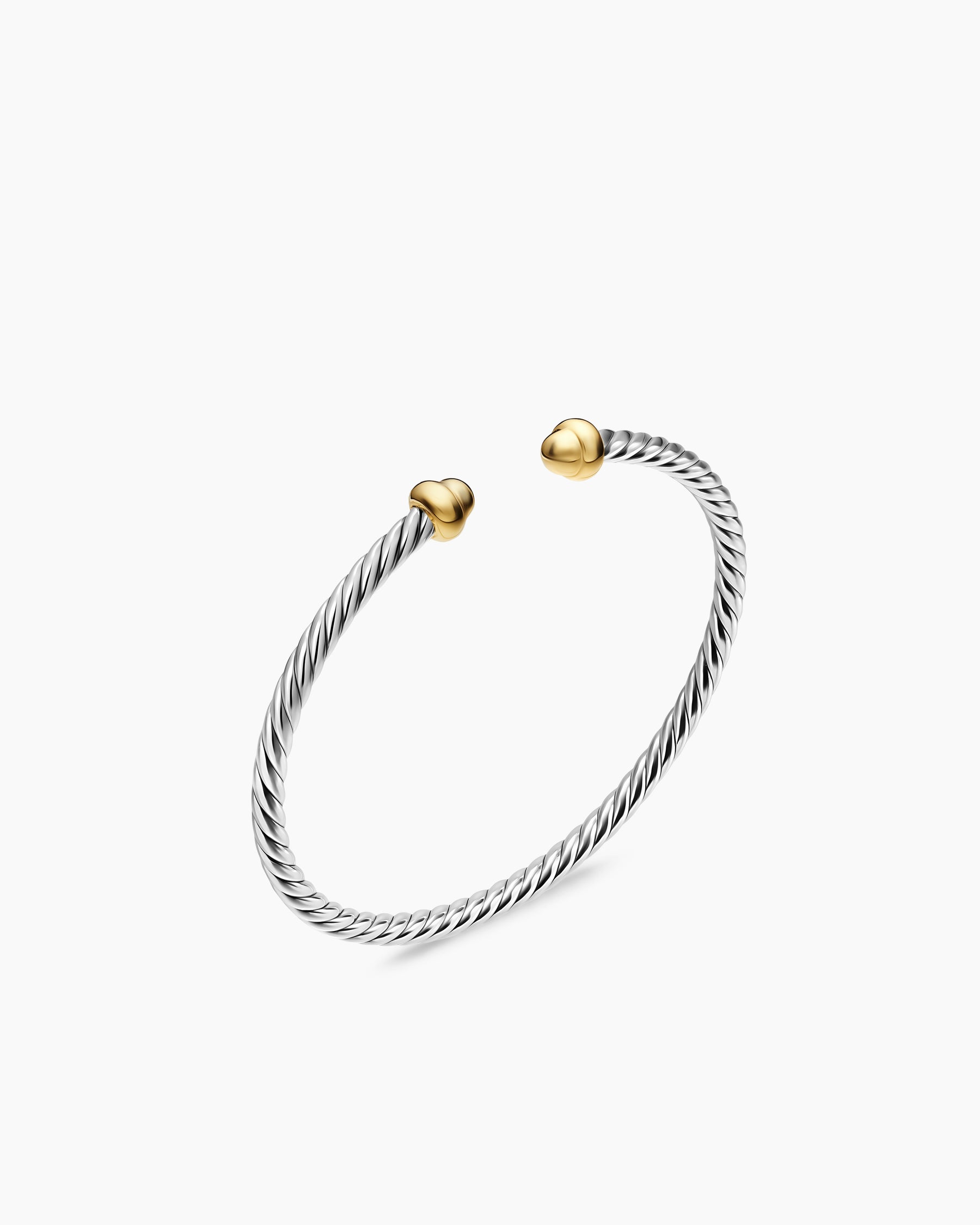 Alternative view of Micro Cable Flex Teen Bracelet in Sterling Silver with 14K Yellow Gold, 2.6mm