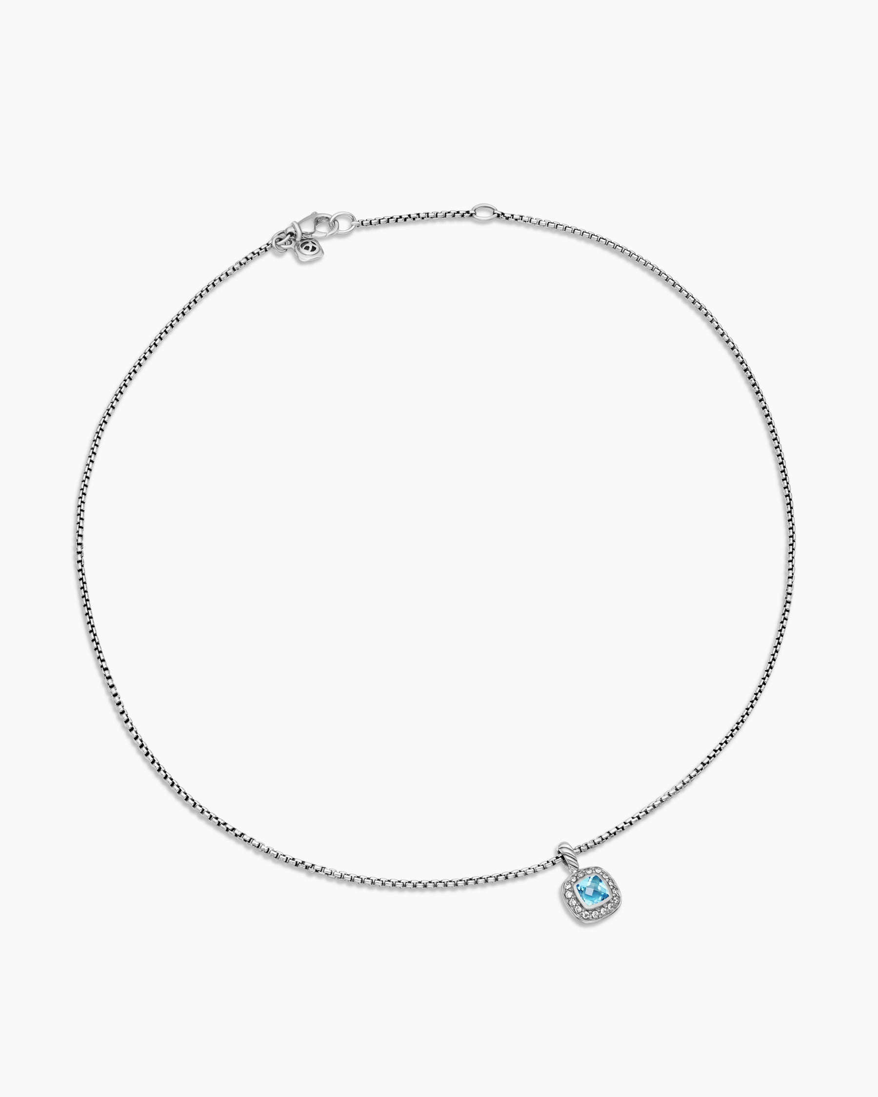 Albion Teen Pendant Necklace in Sterling Silver with Blue Topaz and Diamonds, 4mm - Image 2