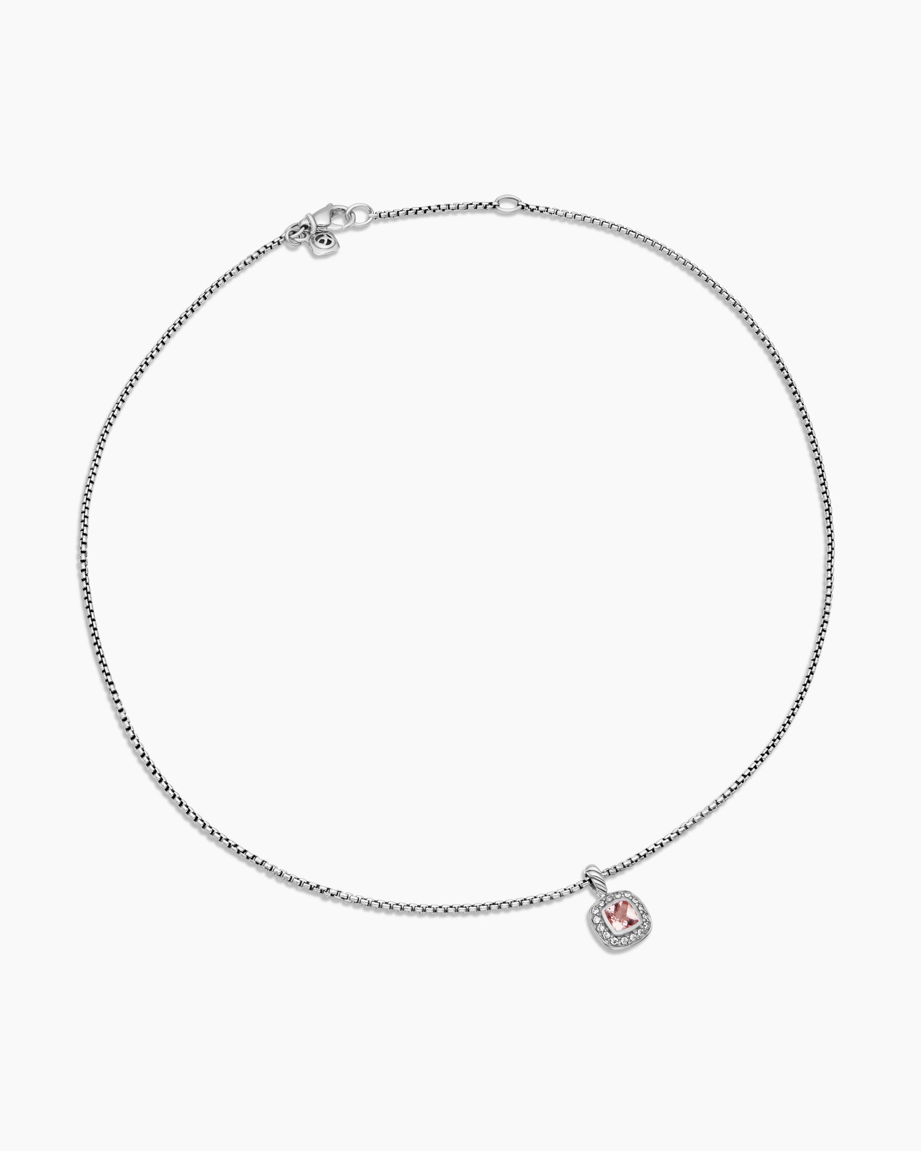 Albion Teen Pendant Necklace in Sterling Silver with Morganite and Diamonds, 4mm - Image 2