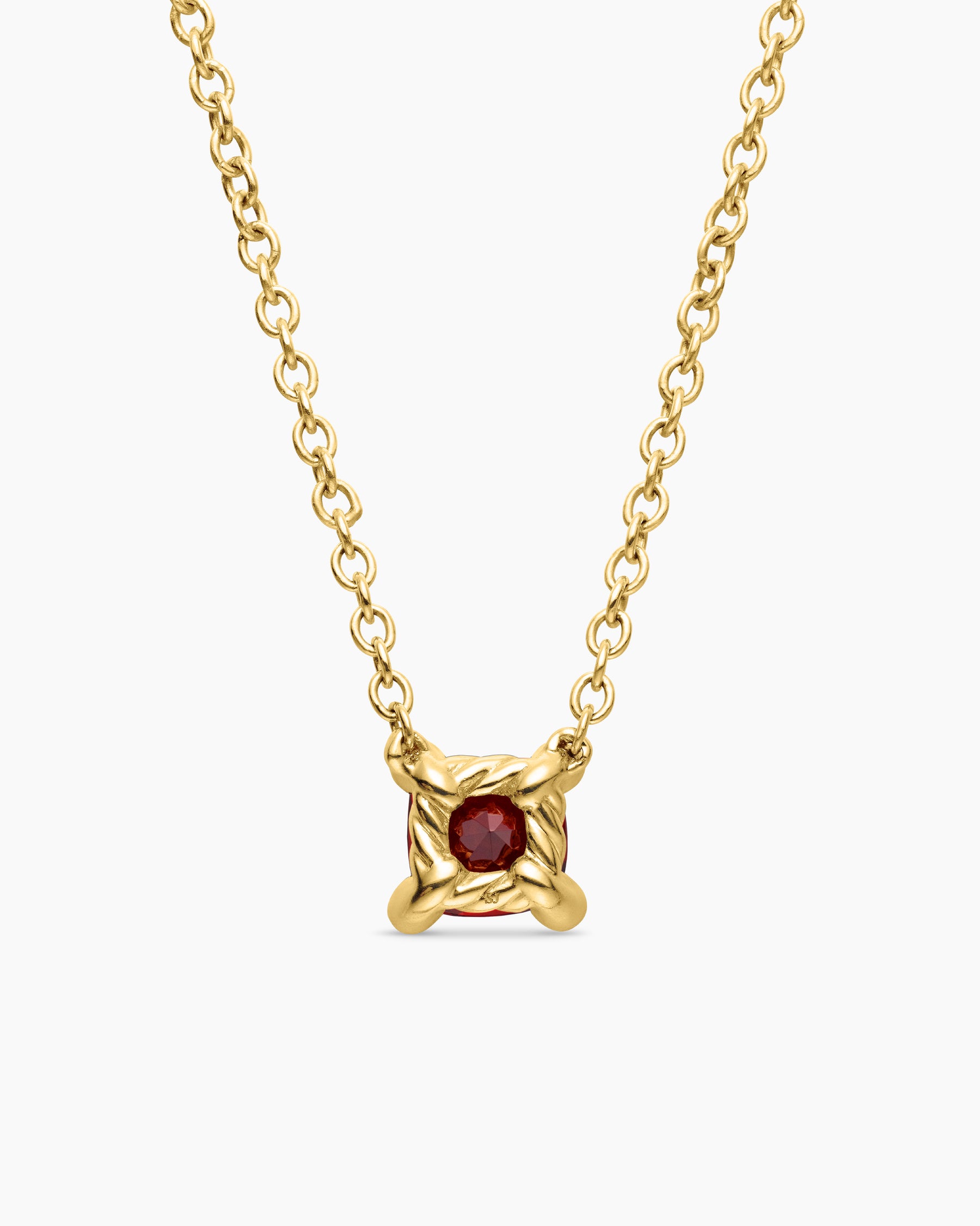 Chatelaine Teen Necklace in 18K Yellow Gold with Garnet, 4mm - Image 3