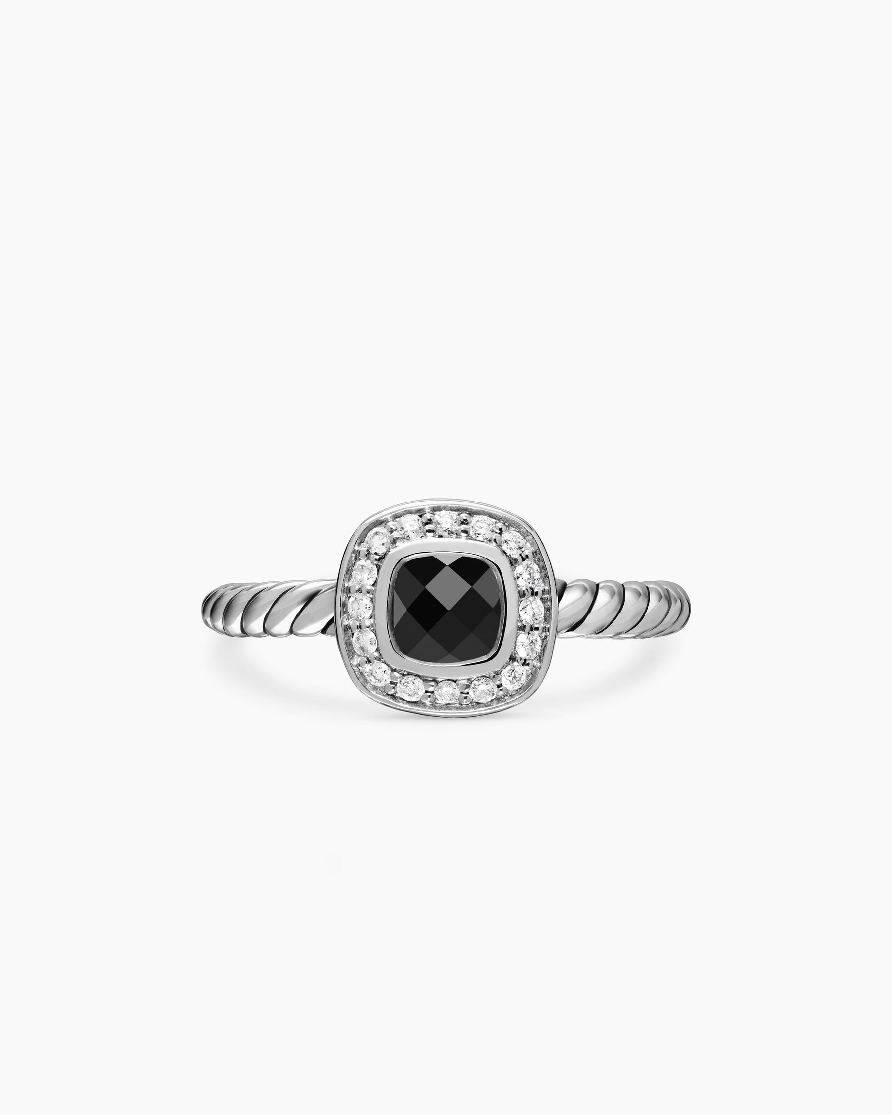Albion Teen Ring in Sterling Silver with Black Onyx and Diamonds, 4mm - Image 3