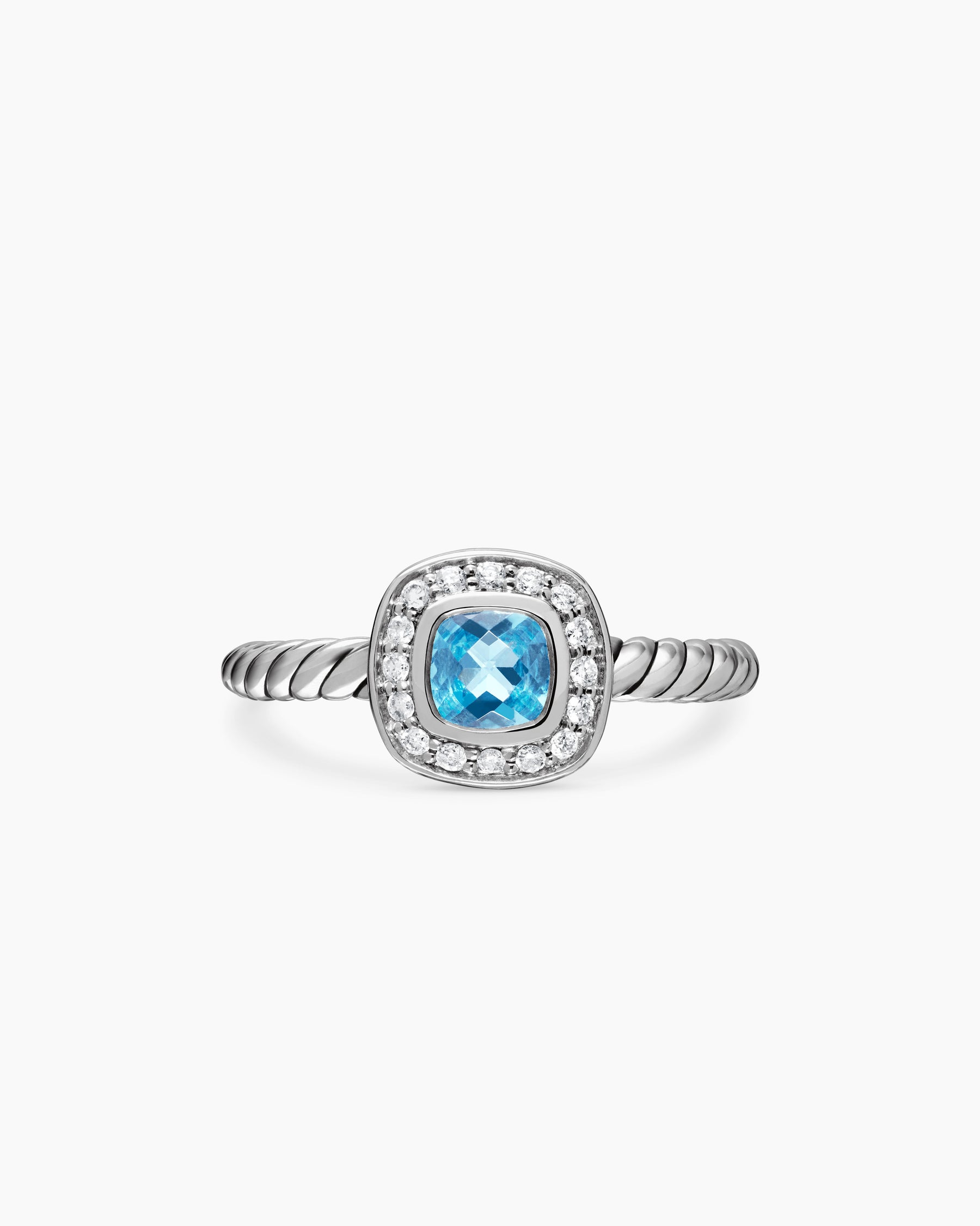 Albion Teen Ring in Sterling Silver with Blue Topaz and Diamonds, 4mm - Image 3