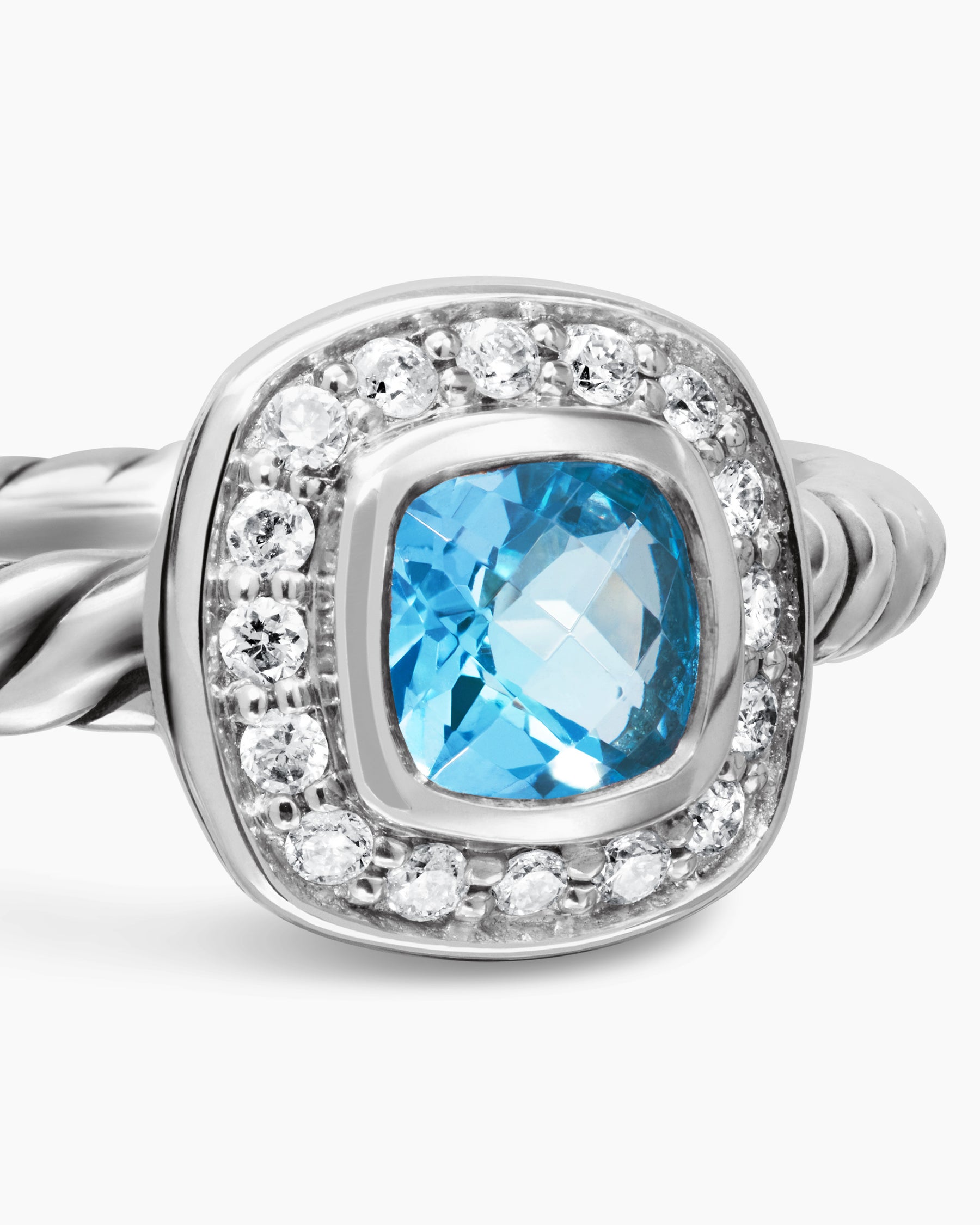 Albion Teen Ring in Sterling Silver with Blue Topaz and Diamonds, 4mm - Image 4