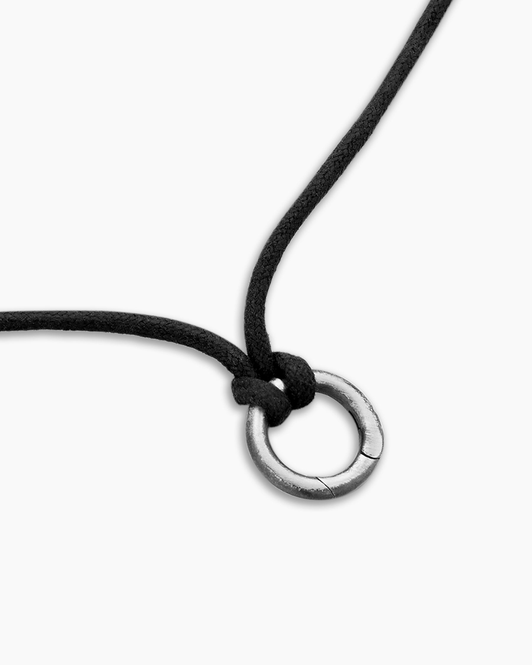 Circle Amulet Necklace in Sterling Silver and Black Wax Cord, 1.7mm - Image 5
