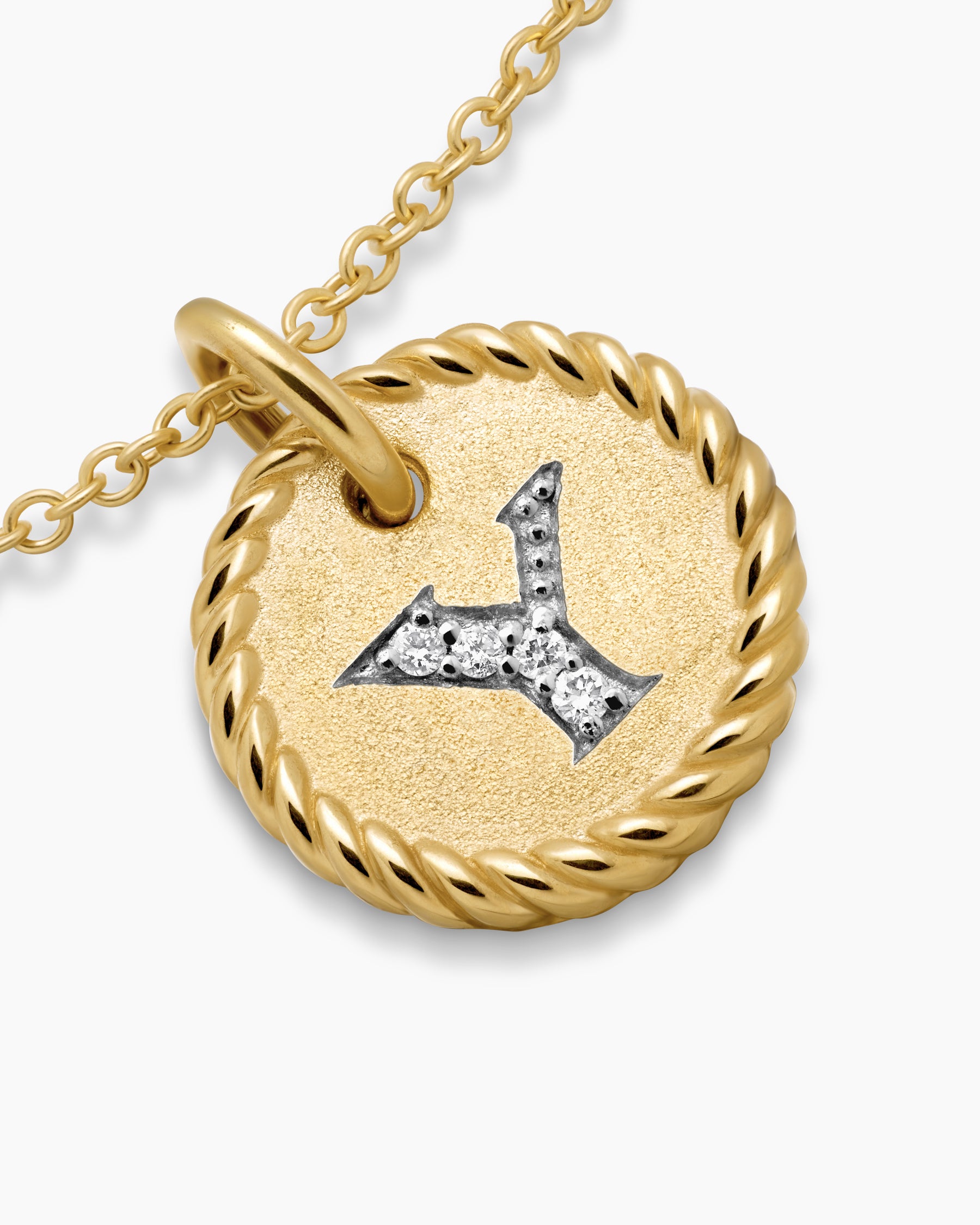 Initial Charm Necklace in 18K Yellow Gold with Diamond Y - Image 5