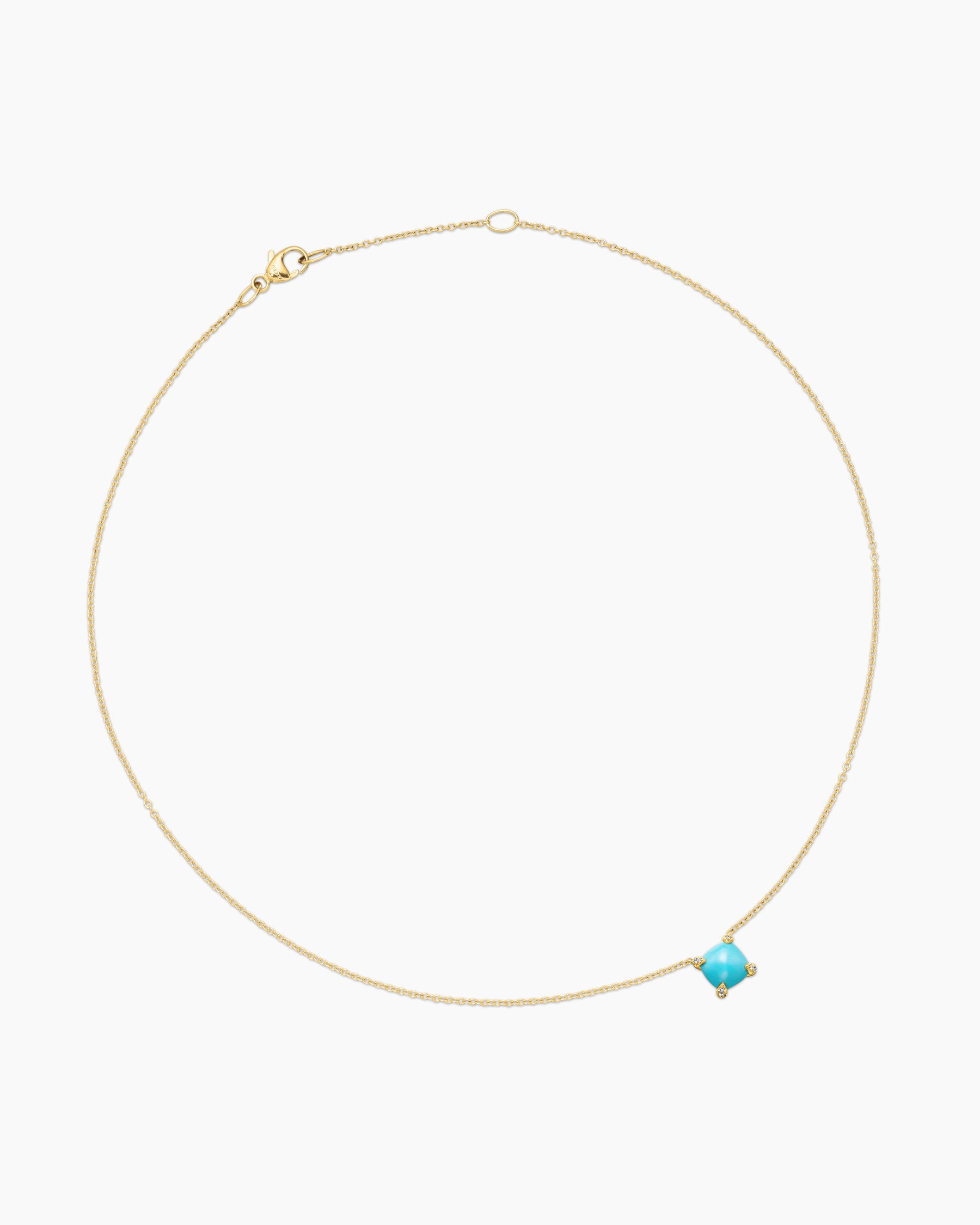 Petite Chatelaine Pendant Necklace in 18K Yellow Gold with Turquoise and Diamonds, 7mm - Image 3