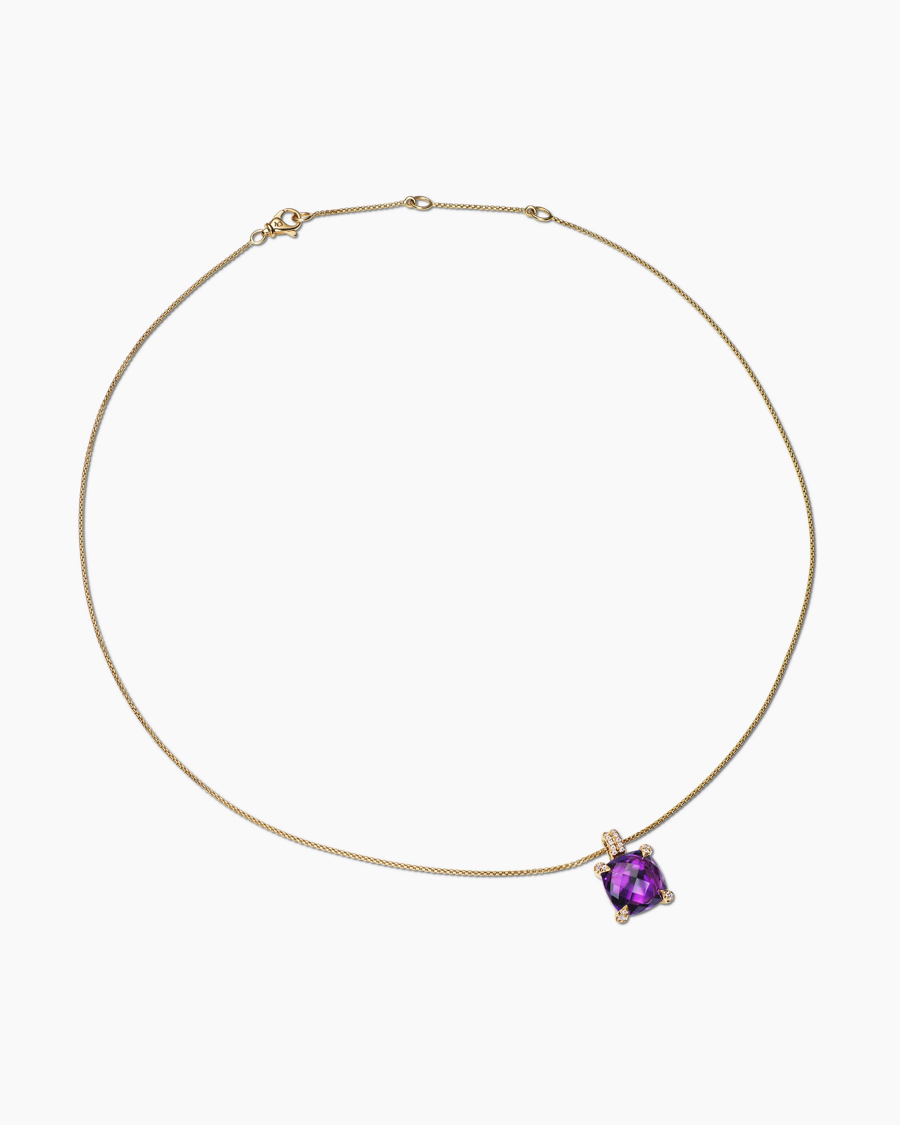 Chatelaine Pendant Necklace in 18K Yellow Gold with Amethyst and Diamonds, 11mm - Image 3