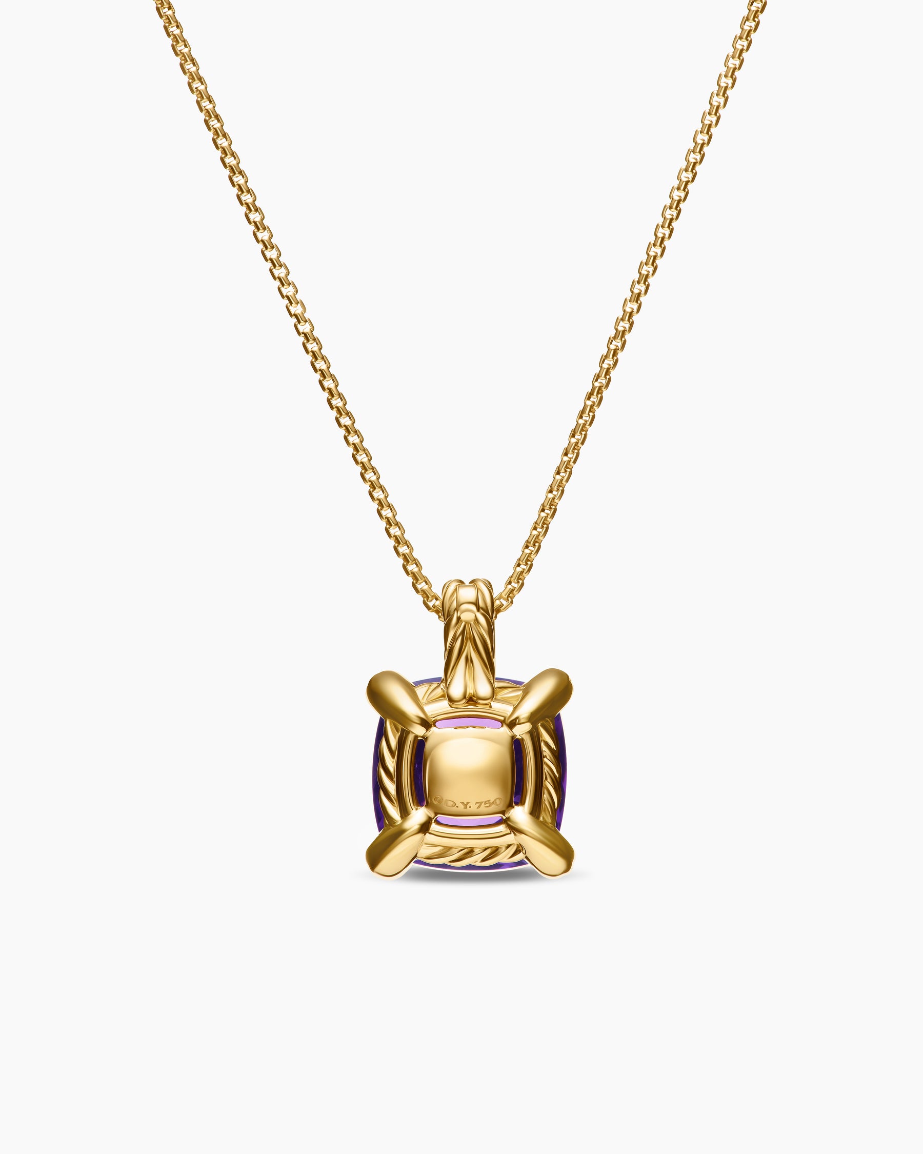 Chatelaine Pendant Necklace in 18K Yellow Gold with Amethyst and Diamonds, 11mm - Image 4