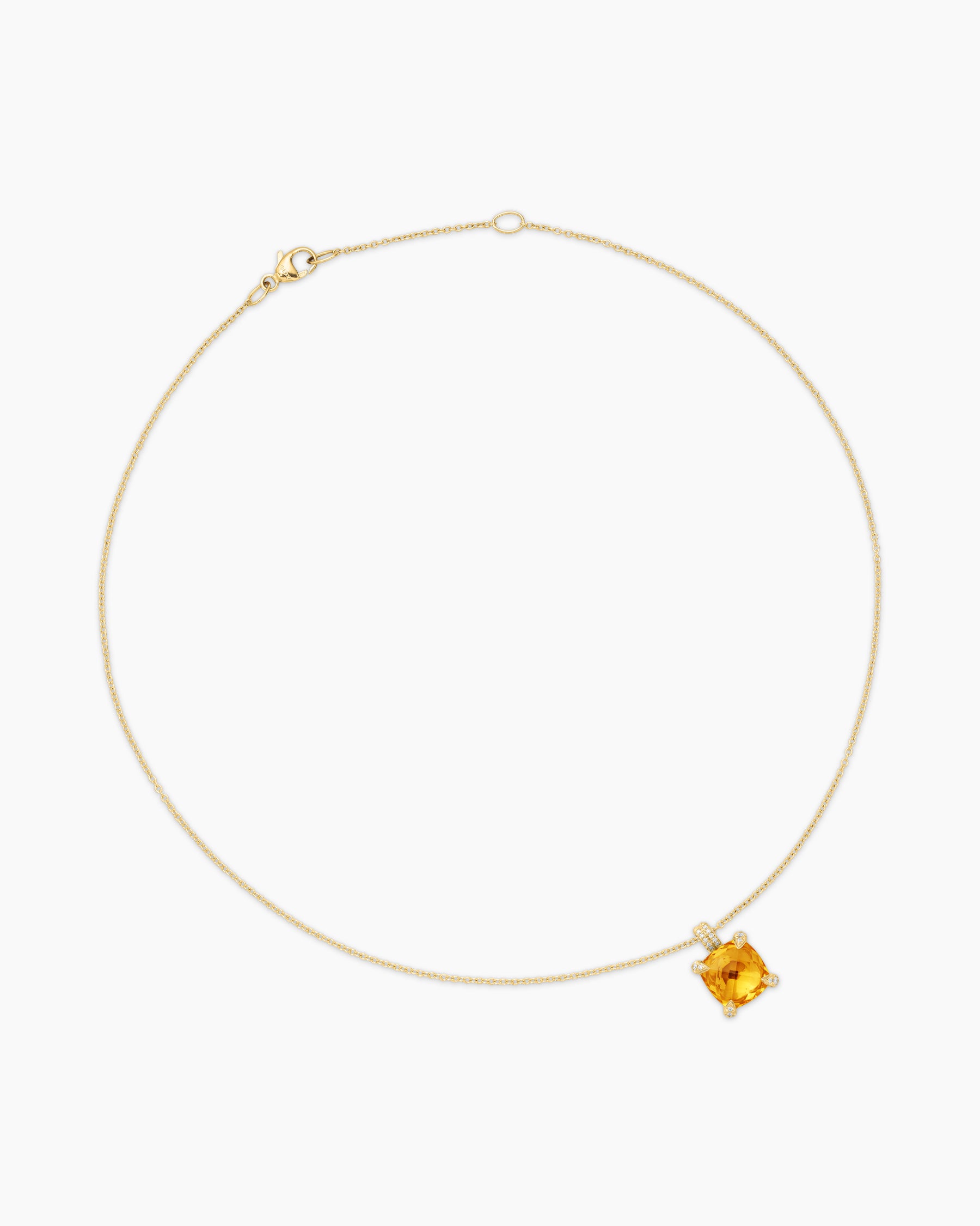 Chatelaine Pendant Necklace in 18K Yellow Gold with Citrine and Diamonds, 11mm - Image 3