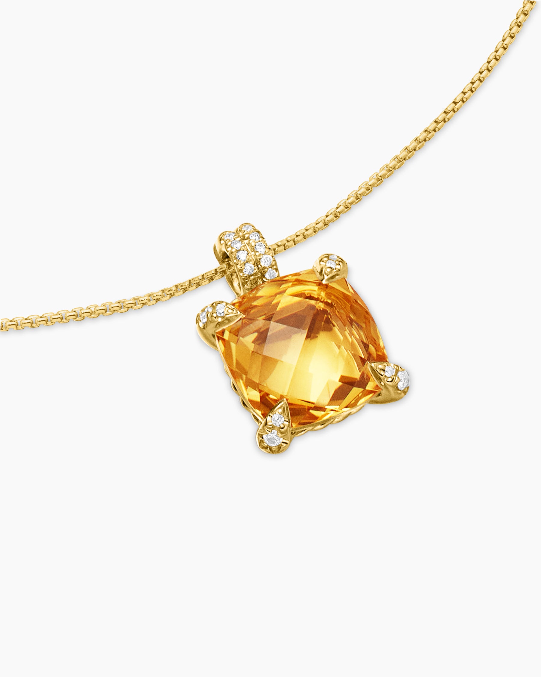 Chatelaine Pendant Necklace in 18K Yellow Gold with Citrine and Diamonds, 11mm - Image 5