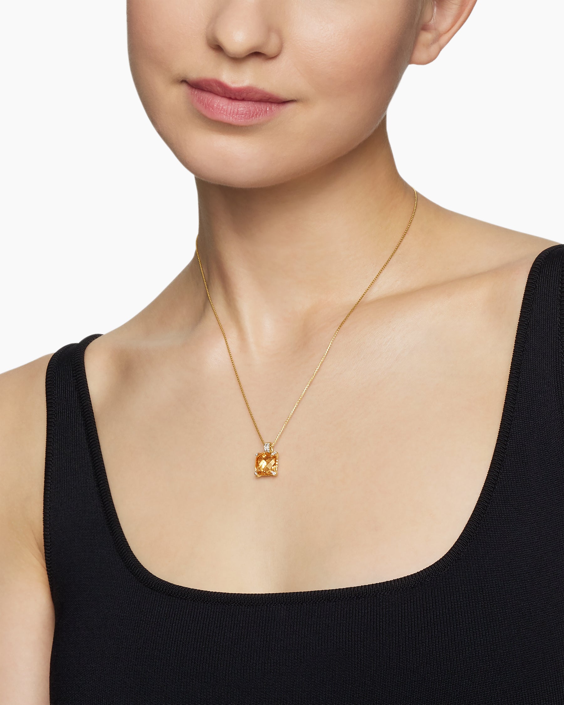 Chatelaine Pendant Necklace in 18K Yellow Gold with Citrine and Diamonds, 11mm - Image 2