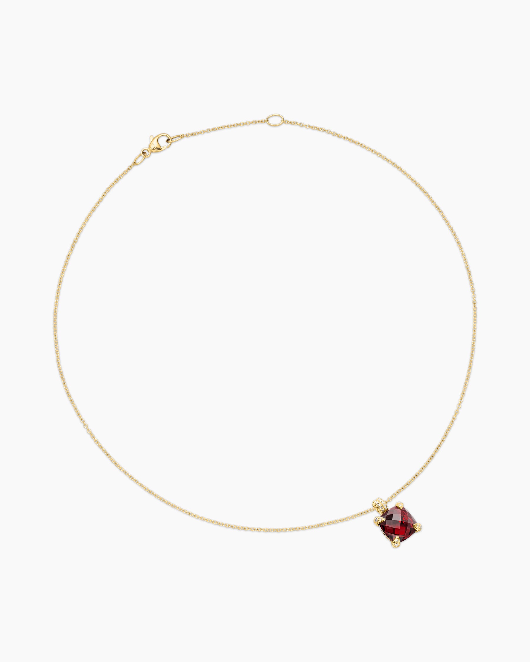 Chatelaine Pendant Necklace in 18K Yellow Gold with Garnet and Diamonds, 11mm - Image 3