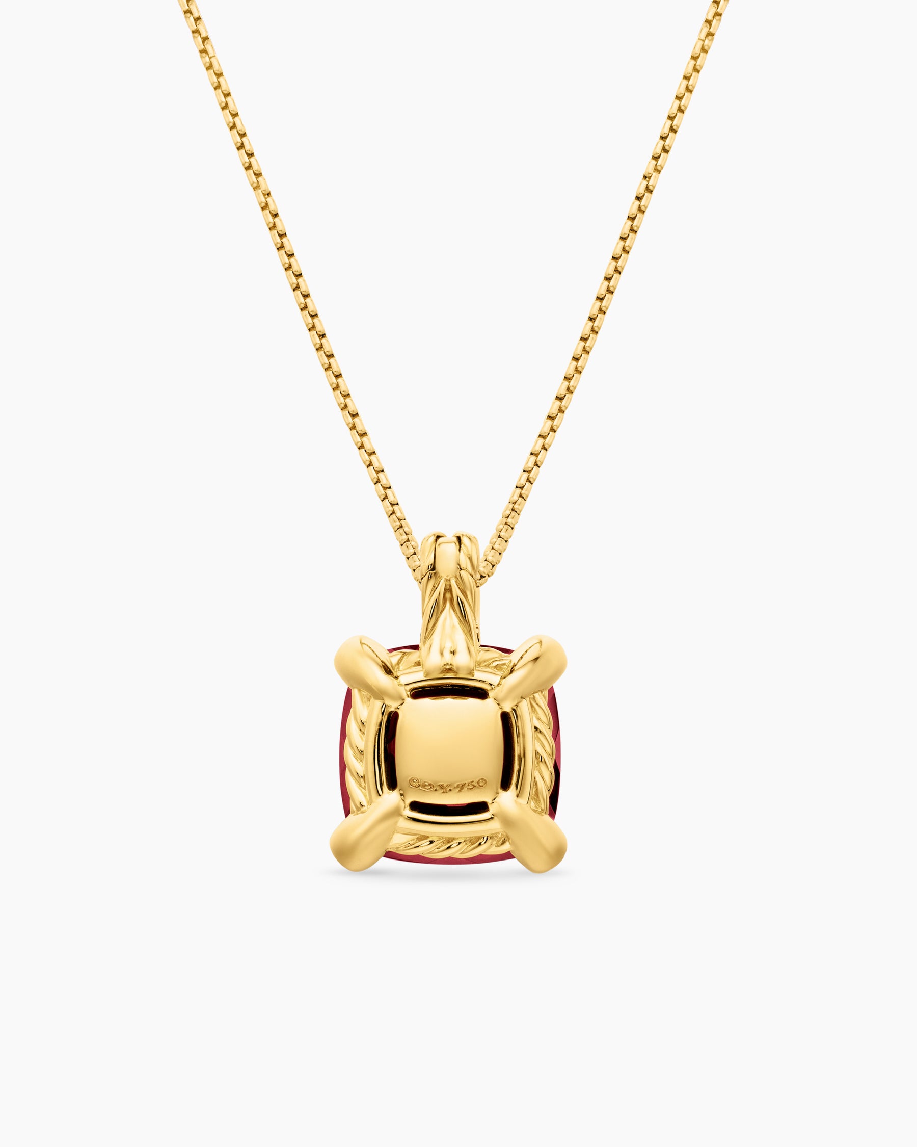 Chatelaine Pendant Necklace in 18K Yellow Gold with Garnet and Diamonds, 11mm - Image 4