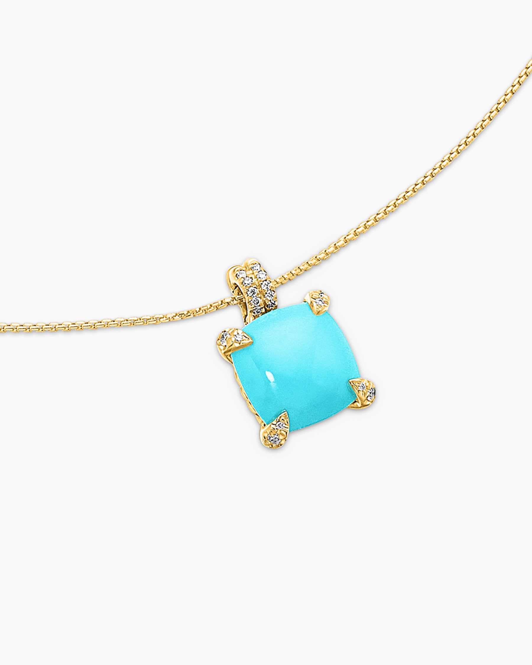Chatelaine Pendant Necklace in 18K Yellow Gold with Turquoise and Diamonds, 11mm - Image 5