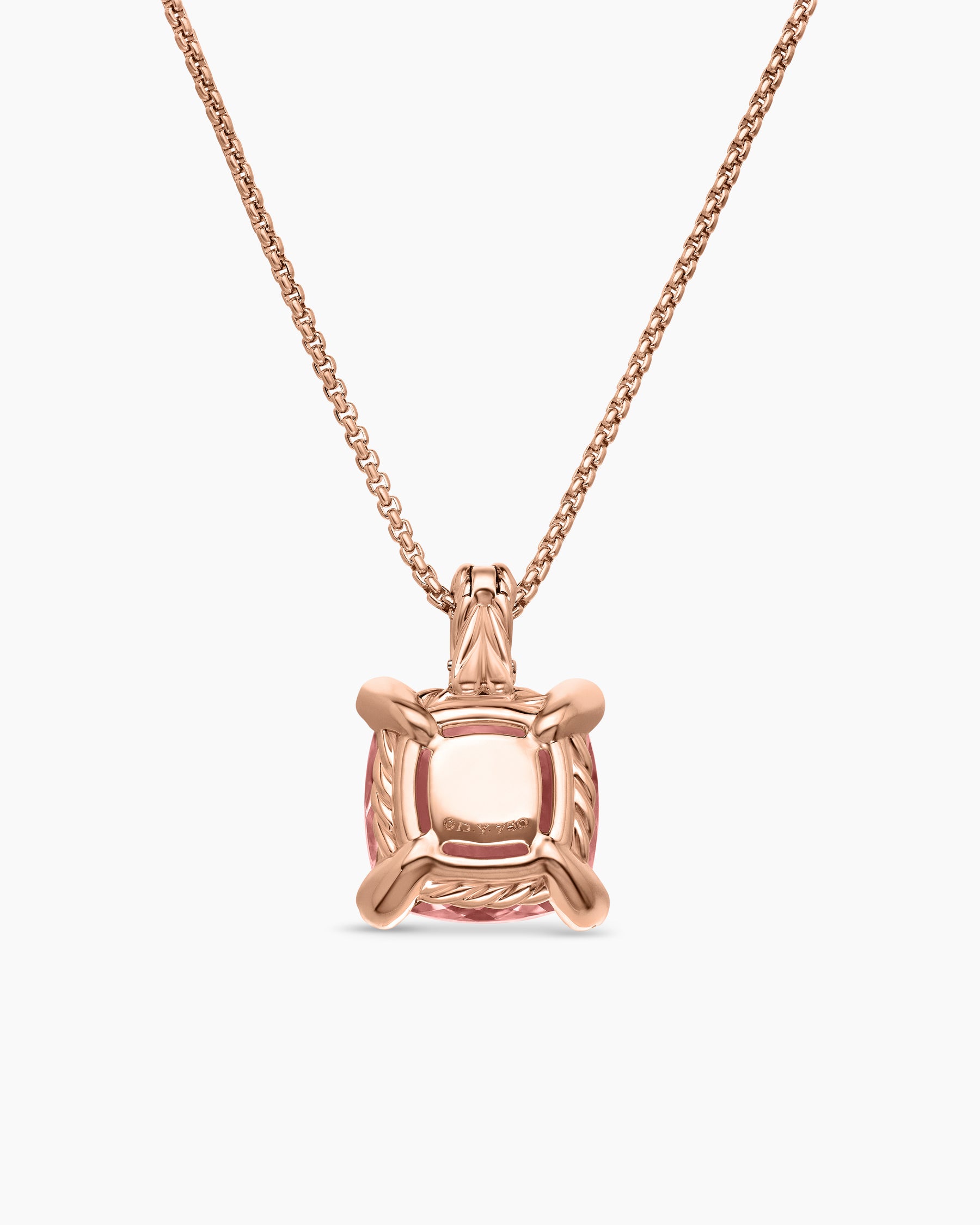 Chatelaine Pendant Necklace in 18K Rose Gold with Morganite and Diamonds, 11mm - Image 4