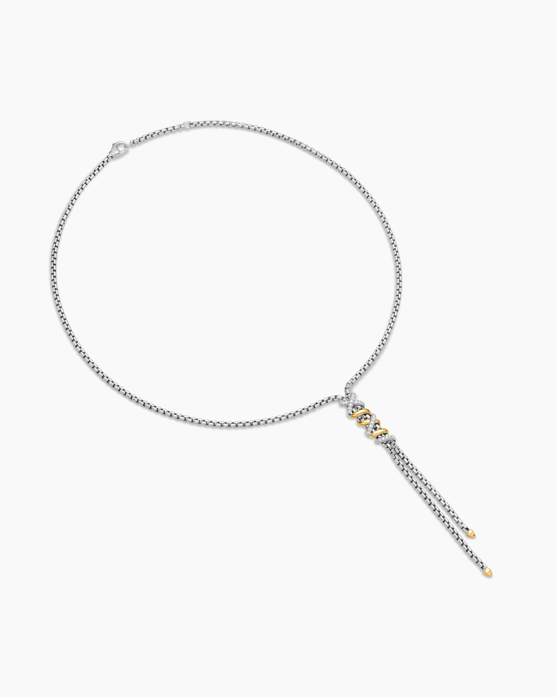 Helena Y Necklace in Sterling Silver with 18K Yellow Gold with Diamonds - Image 3