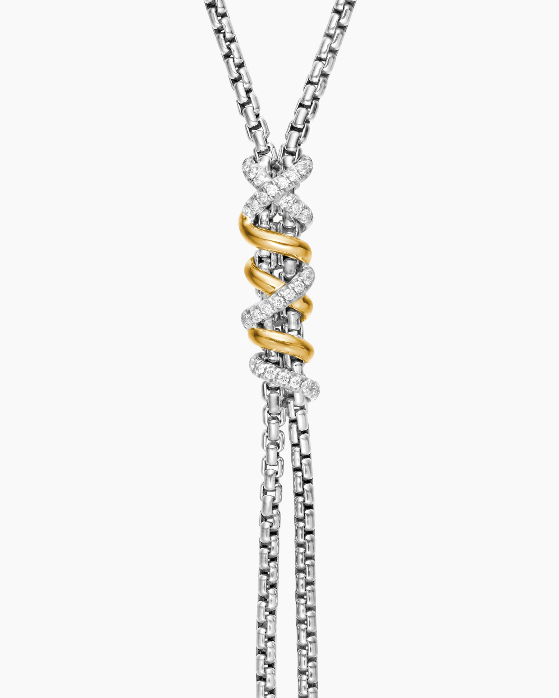 Helena Y Necklace in Sterling Silver with 18K Yellow Gold with Diamonds - Image 5