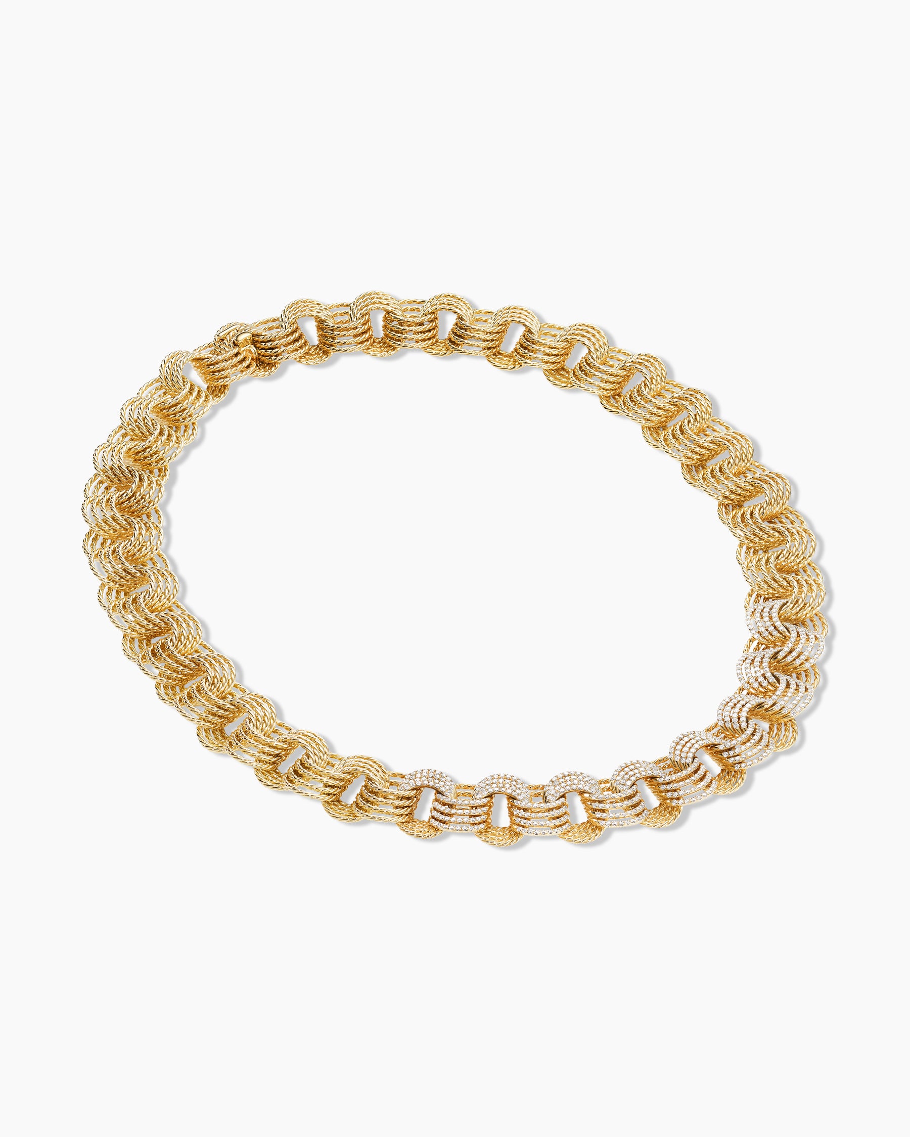 DY Origami Linked Necklace in 18K Yellow Gold with Diamonds, 16mm - Image 2