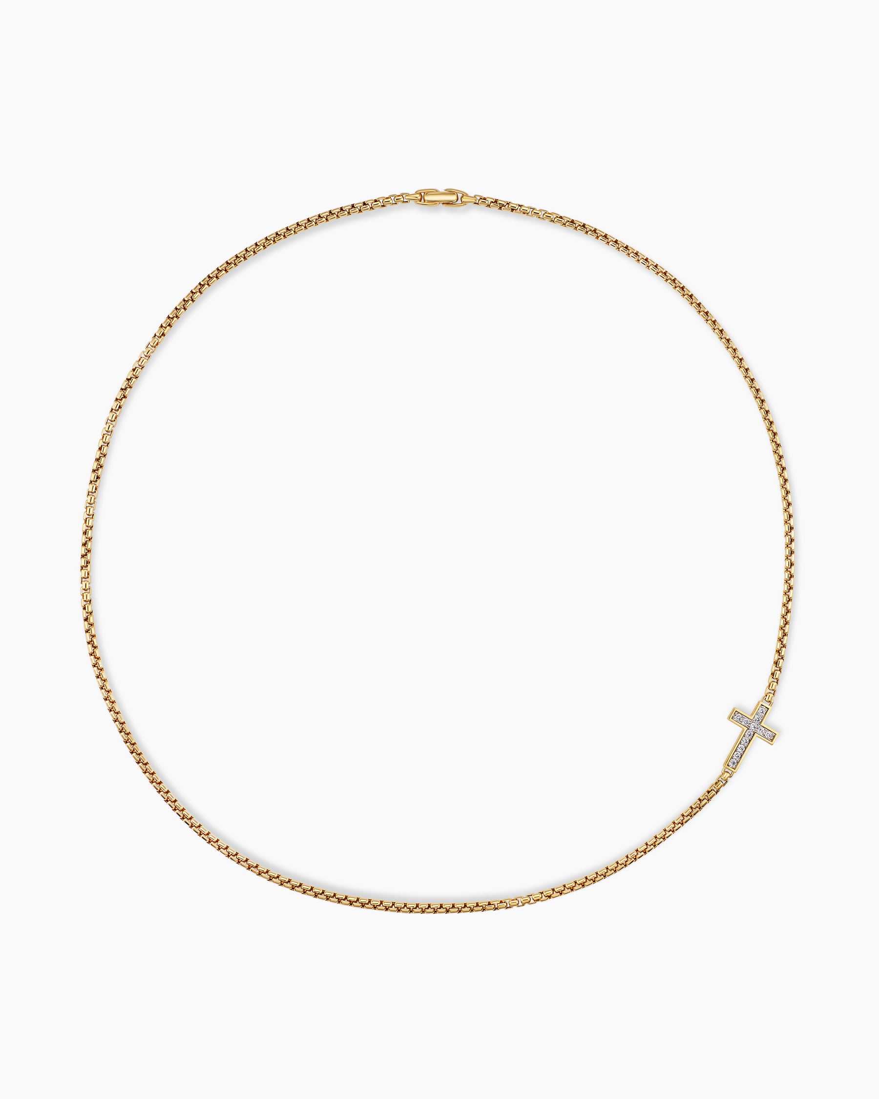 Cross Station Necklace in 18K Yellow Gold with Diamonds, 3.4mm - Image 4