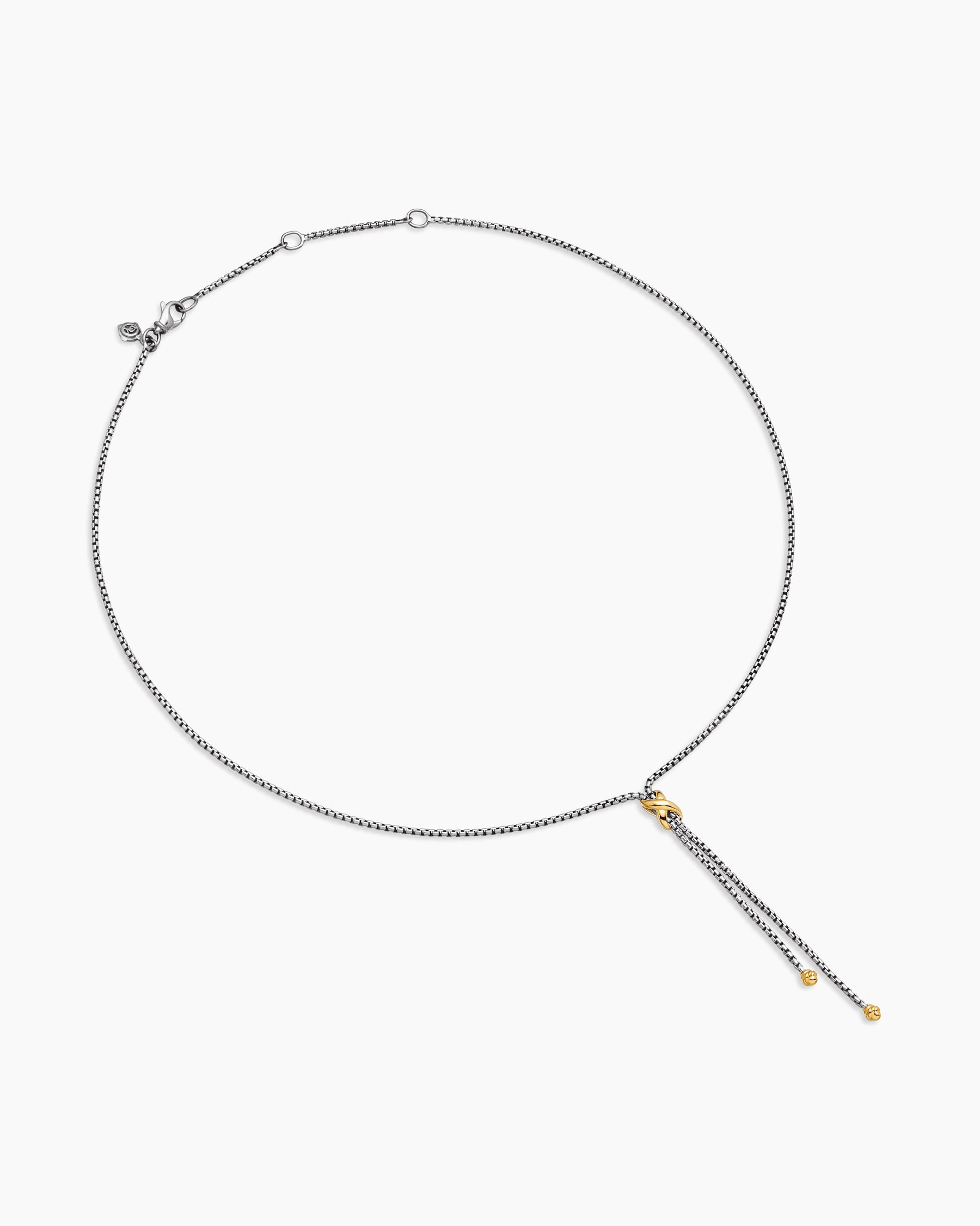 Petite X Lariat Necklace in Sterling Silver with 18K Yellow Gold - Image 3