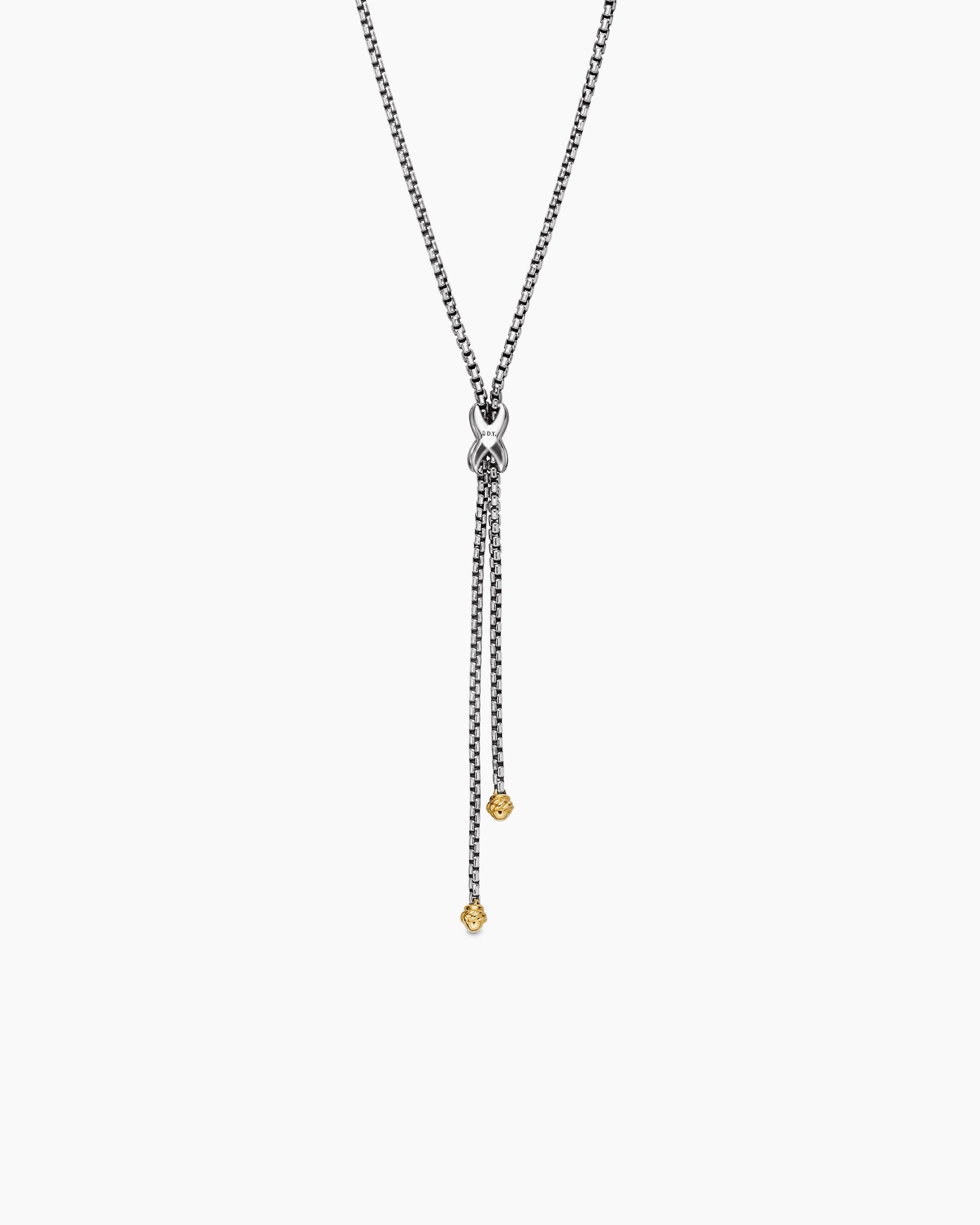 Petite X Lariat Necklace in Sterling Silver with 18K Yellow Gold - Image 4