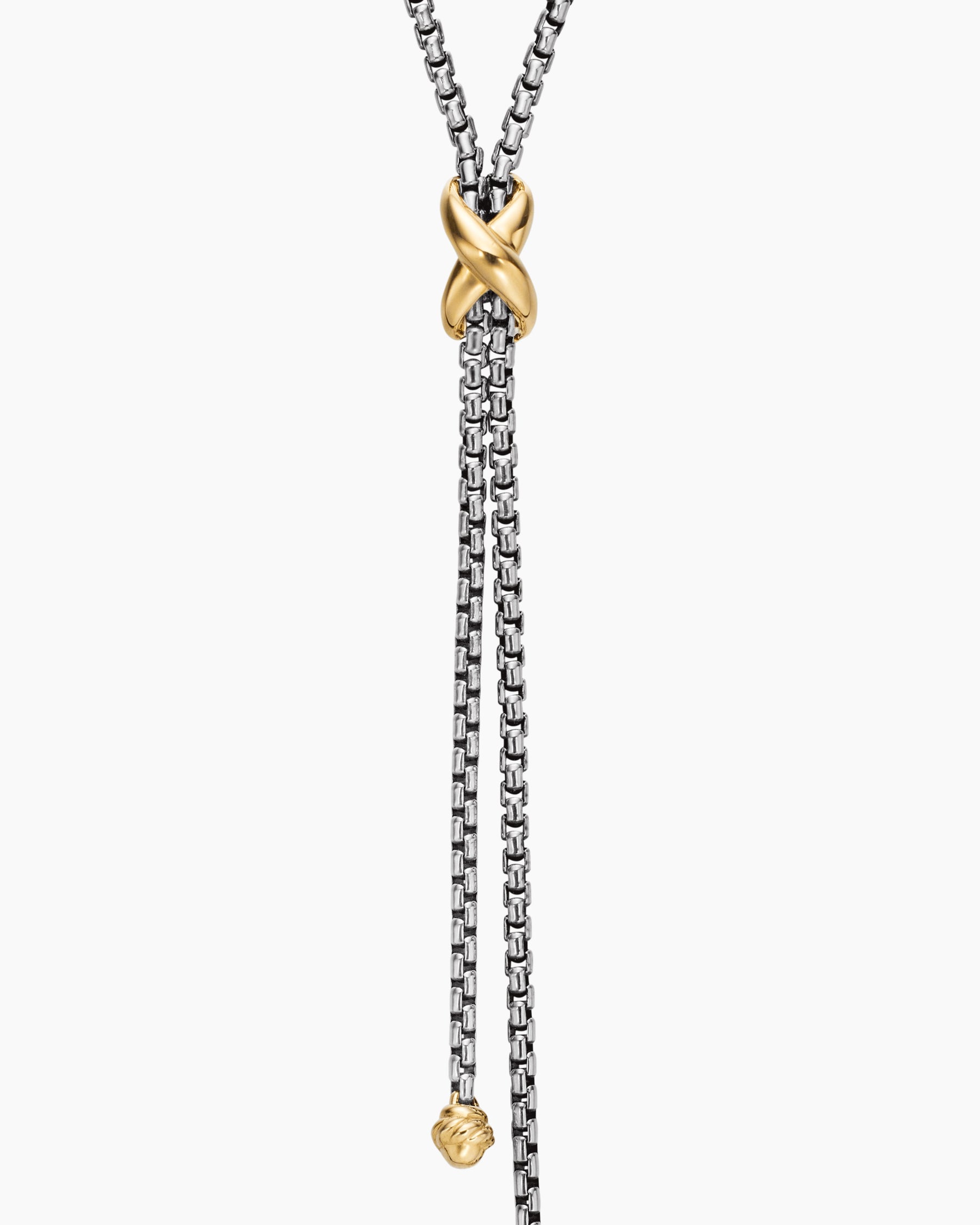 Petite X Lariat Necklace in Sterling Silver with 18K Yellow Gold - Image 5