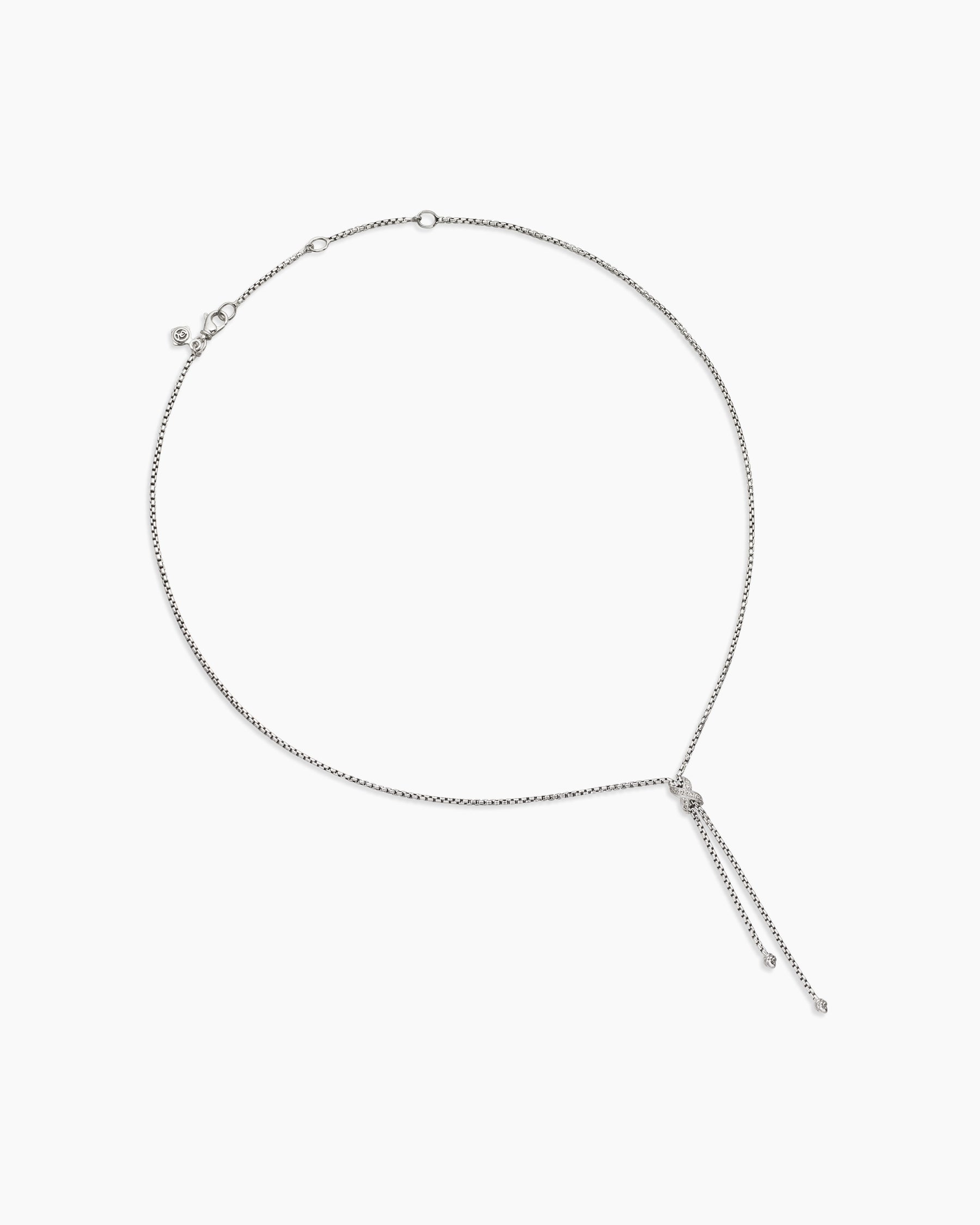 Petite X Lariat Necklace in Sterling Silver with Diamonds - Image 3