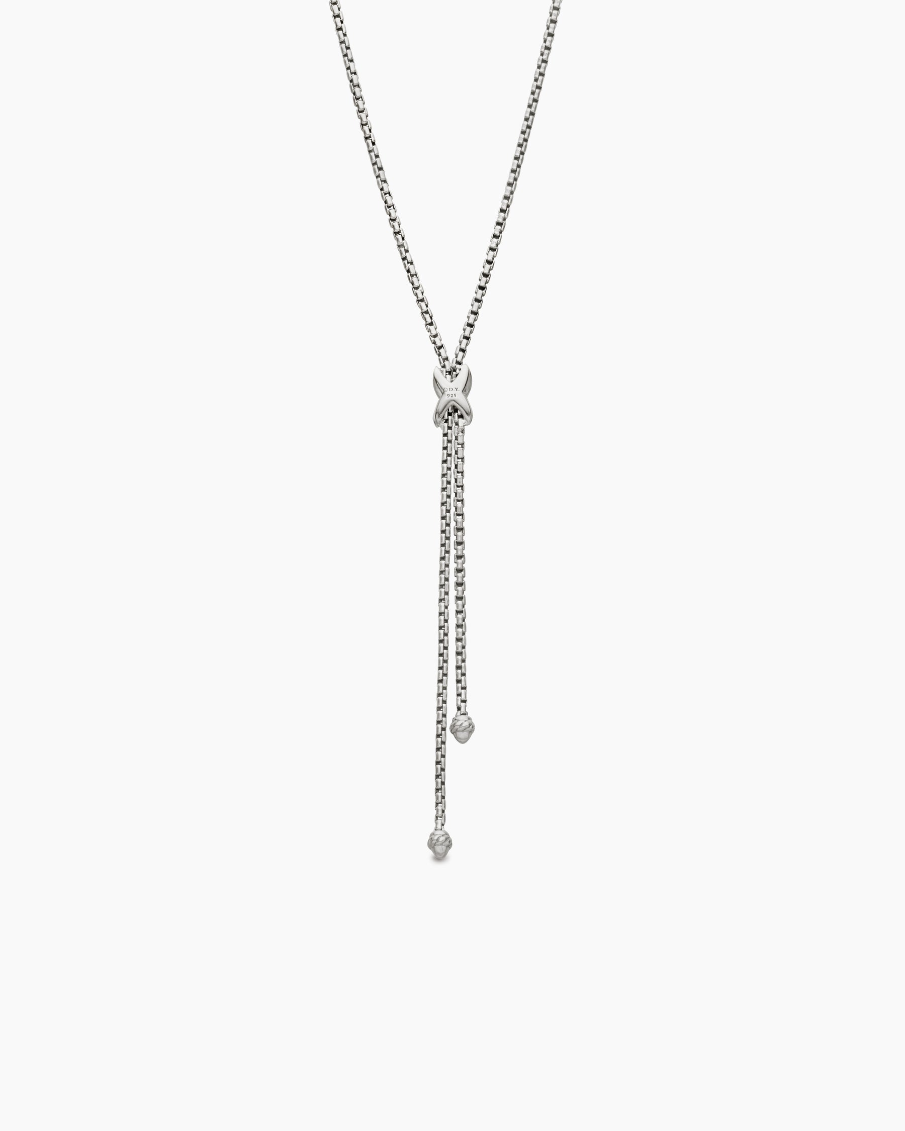 Petite X Lariat Necklace in Sterling Silver with Diamonds - Image 4