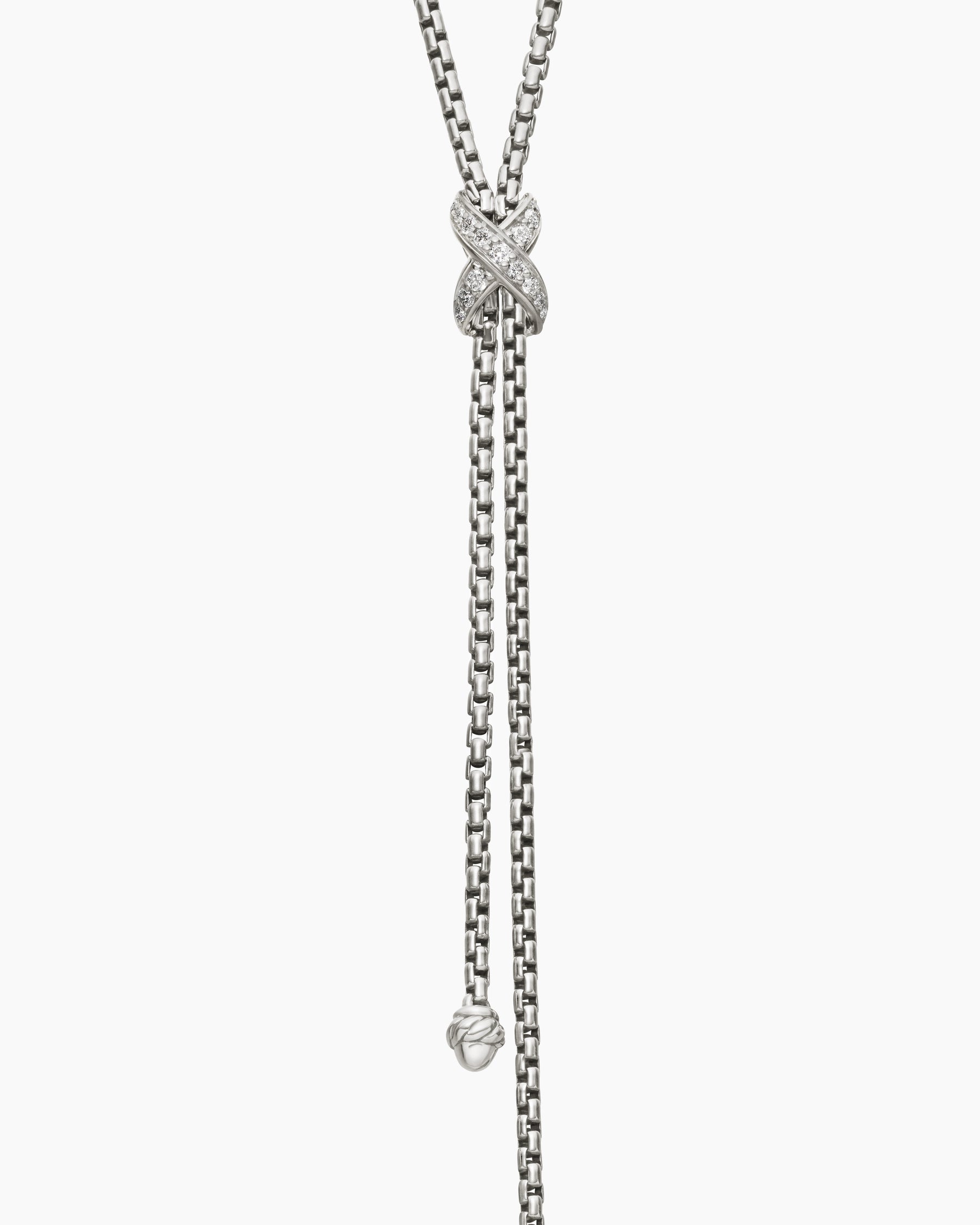 Petite X Lariat Necklace in Sterling Silver with Diamonds - Image 5