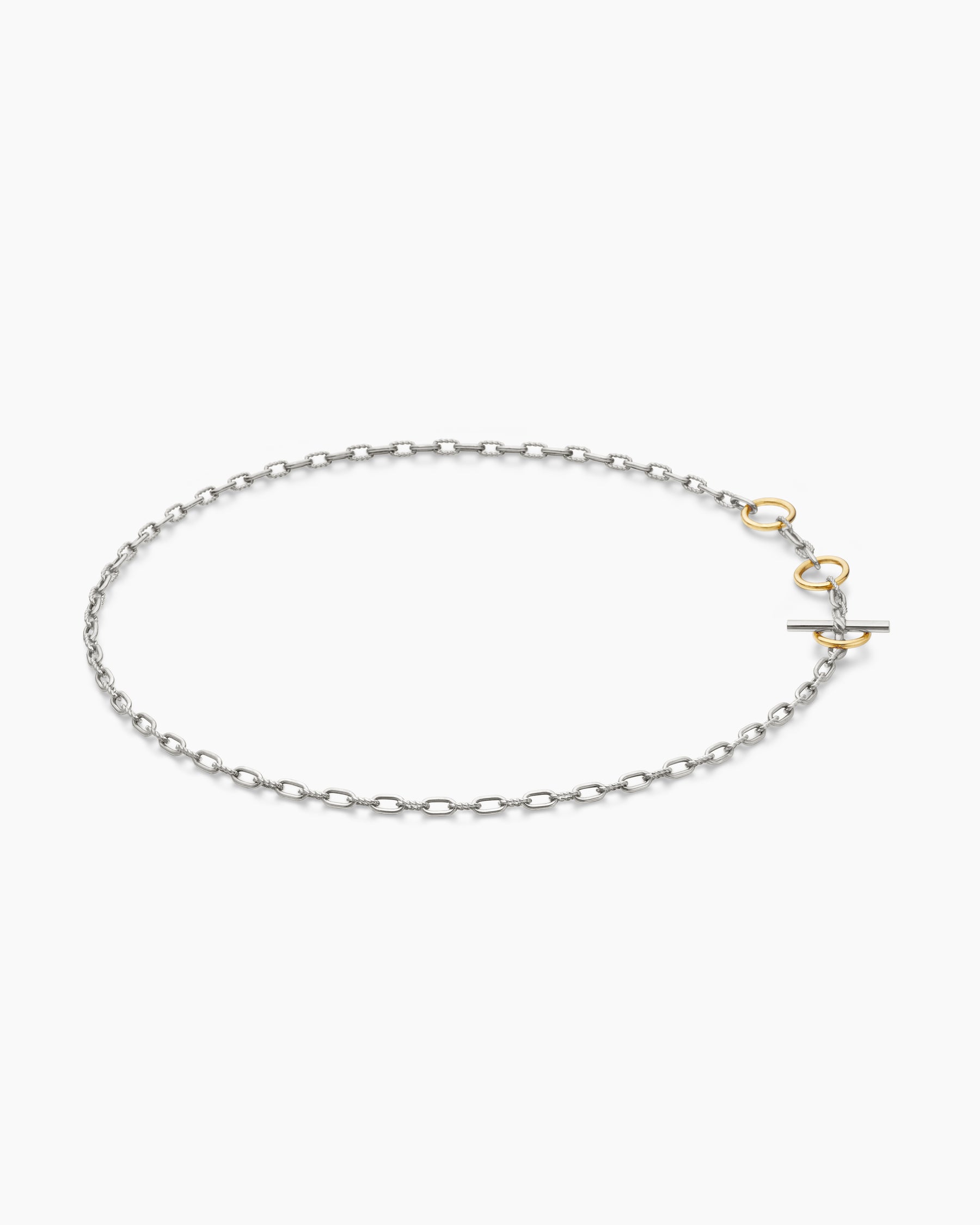 DY Madison Three Ring Chain Necklace in Sterling Silver with 18K Yellow Gold, 3mm - Image 3