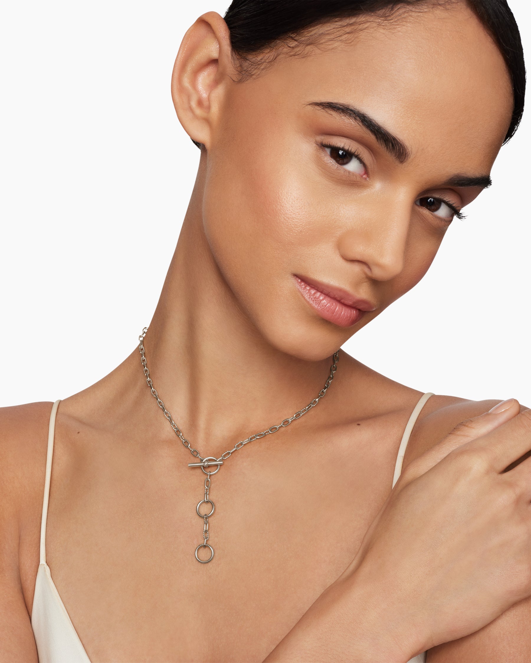 DY Madison Three Ring Chain Necklace in Sterling Silver, 3mm - Image 6