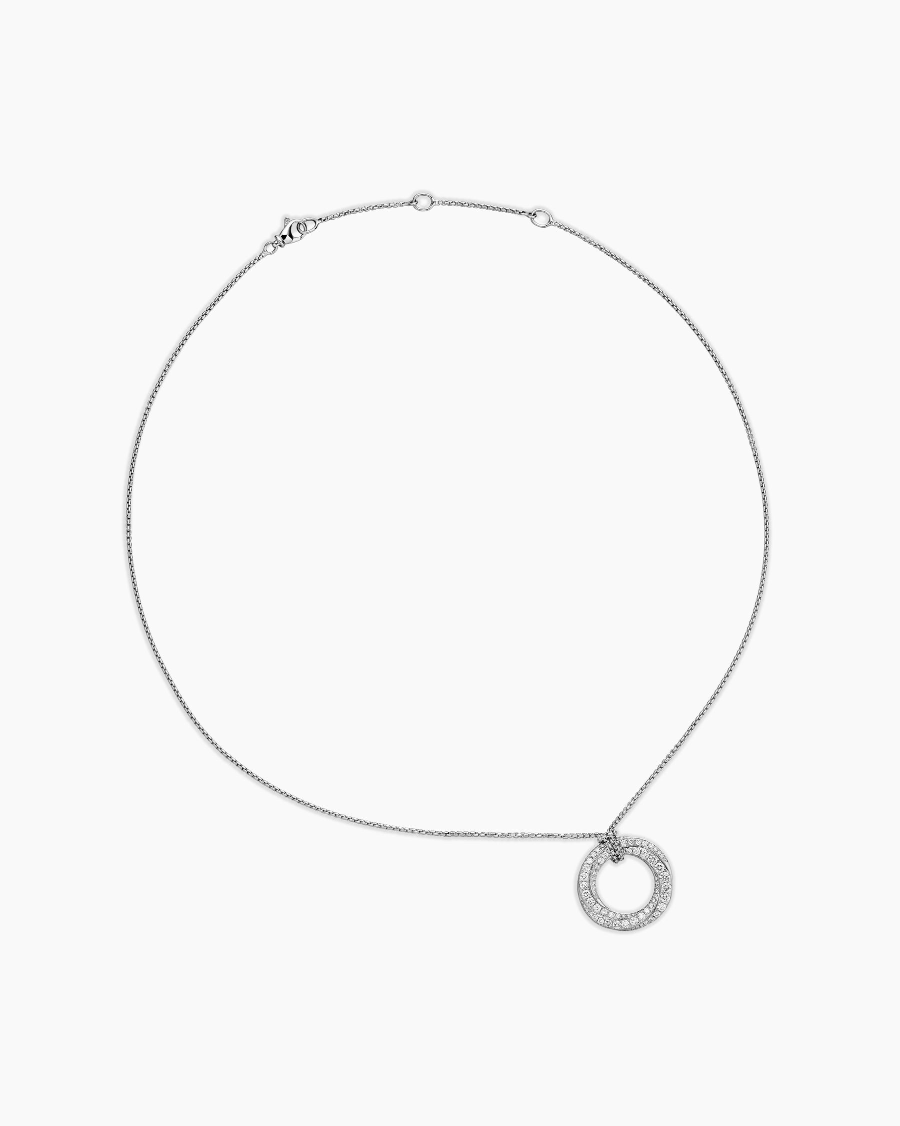 Pavé Crossover Pendant Necklace in 18K White Gold with Diamonds, 21mm - Image 3