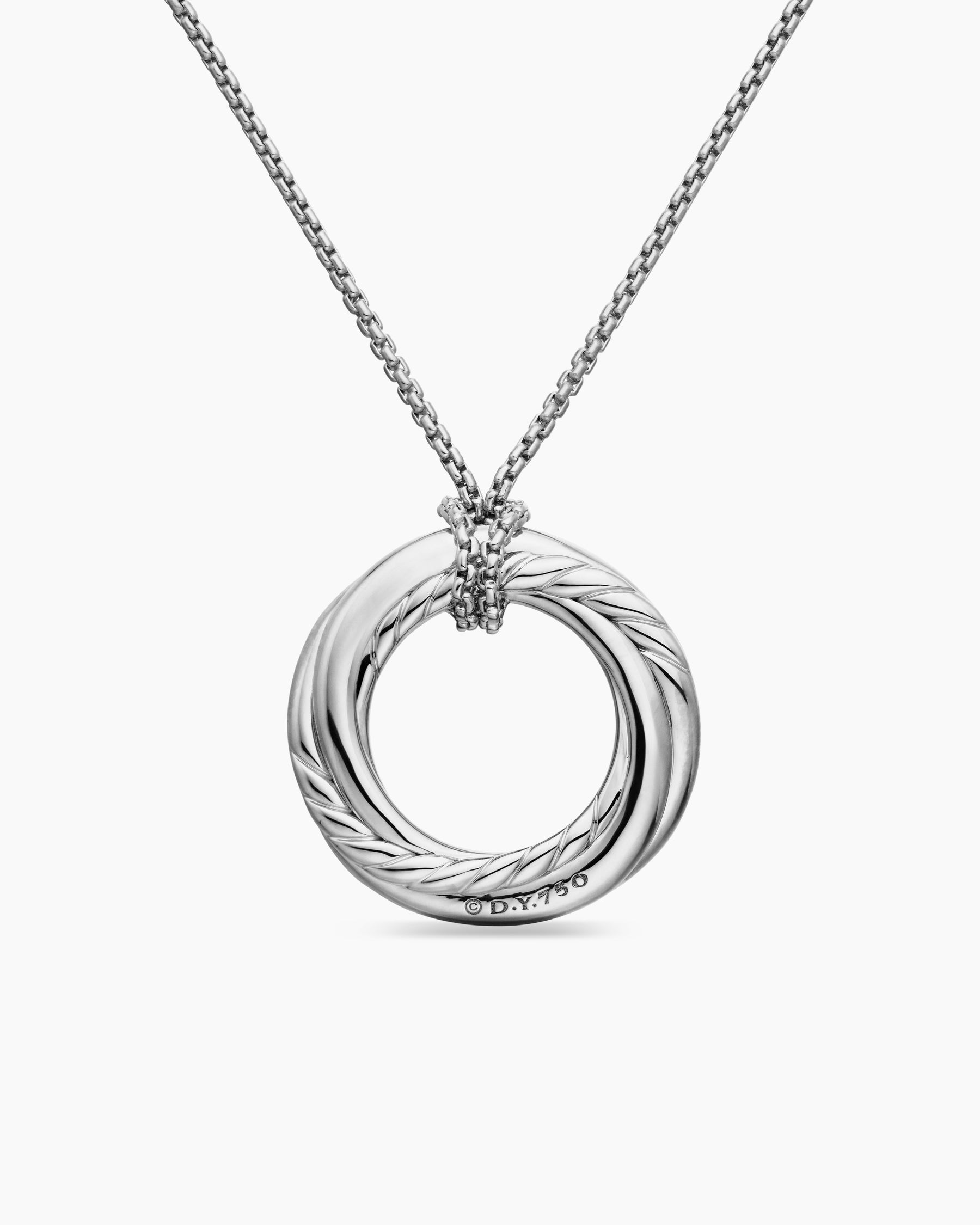 Pavé Crossover Pendant Necklace in 18K White Gold with Diamonds, 21mm - Image 4