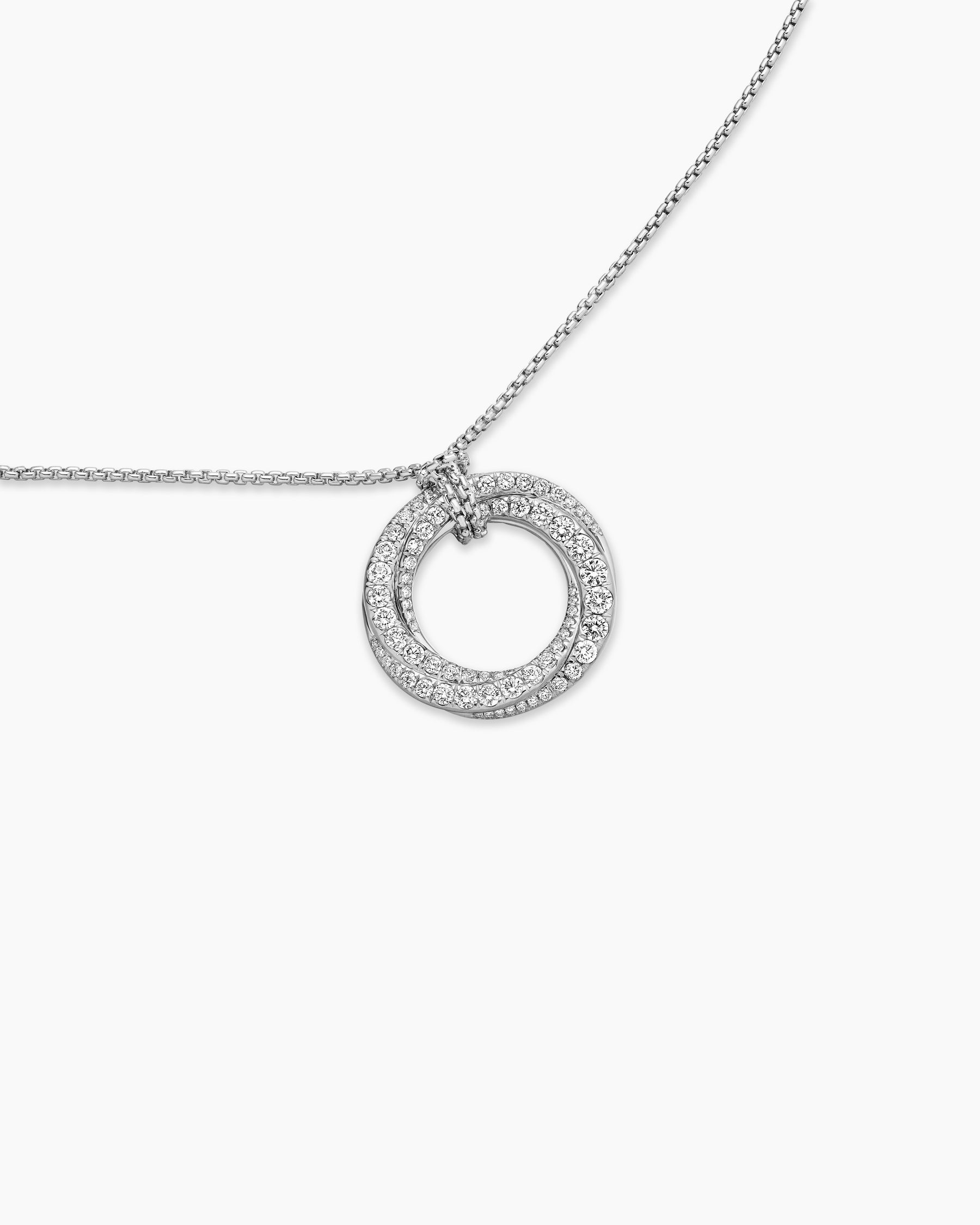 Pavé Crossover Pendant Necklace in 18K White Gold with Diamonds, 21mm - Image 5