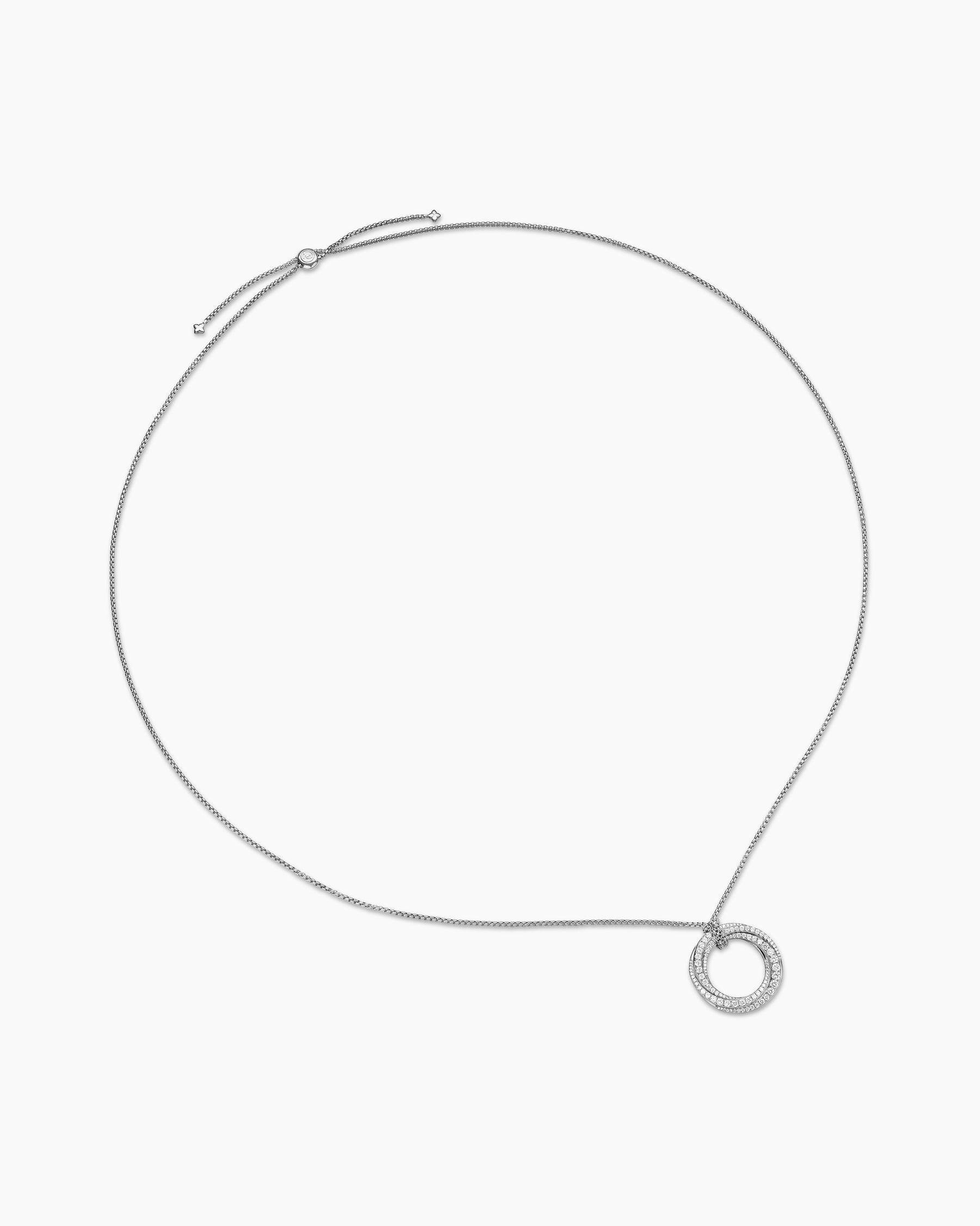 Pavé Crossover Pendant Necklace in 18K White Gold with Diamonds, 30mm - Image 3