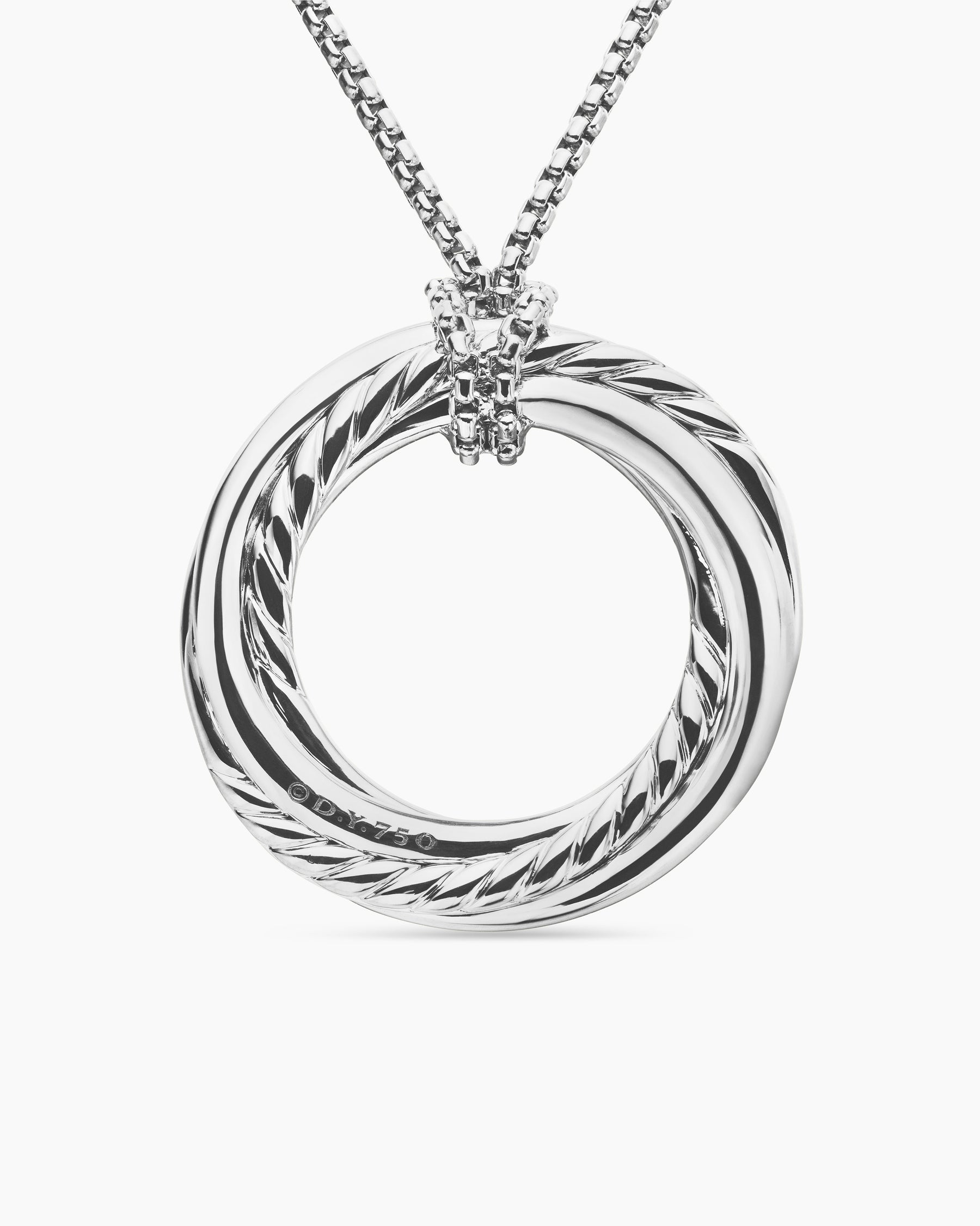 Pavé Crossover Pendant Necklace in 18K White Gold with Diamonds, 30mm - Image 4