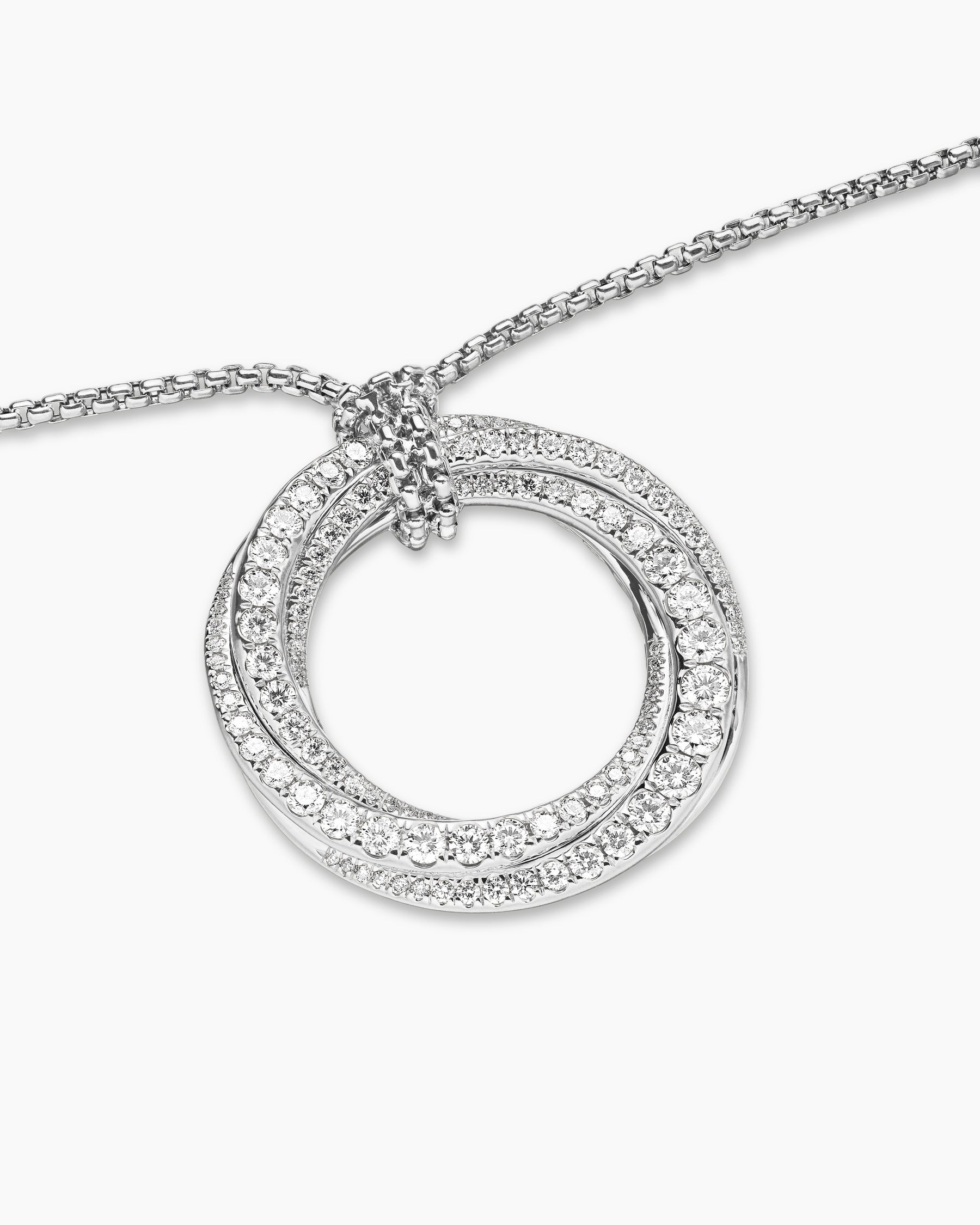 Pavé Crossover Pendant Necklace in 18K White Gold with Diamonds, 30mm - Image 5