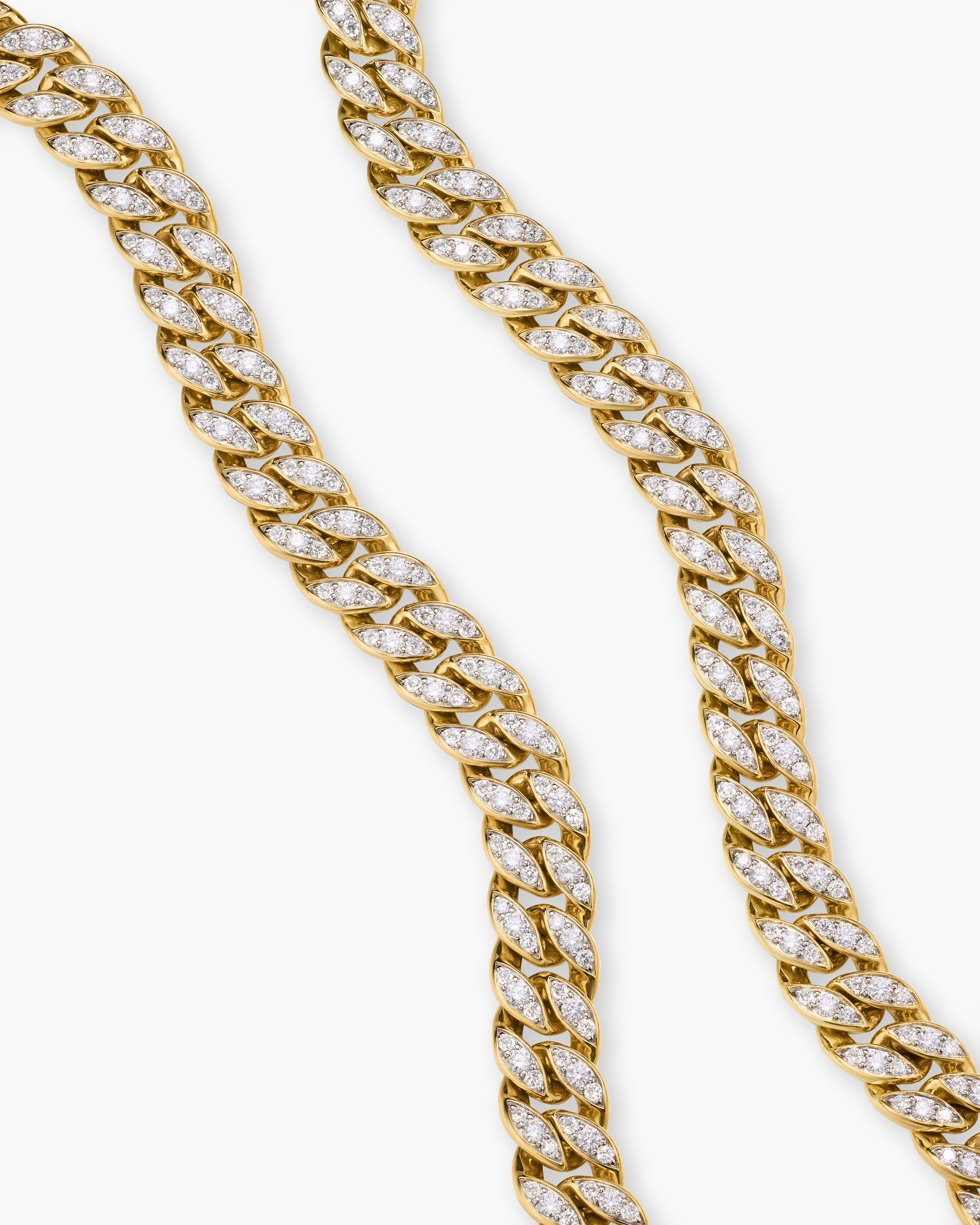 Curb Chain Necklace in 18K Yellow Gold with Diamonds, 11.5mm - Image 2