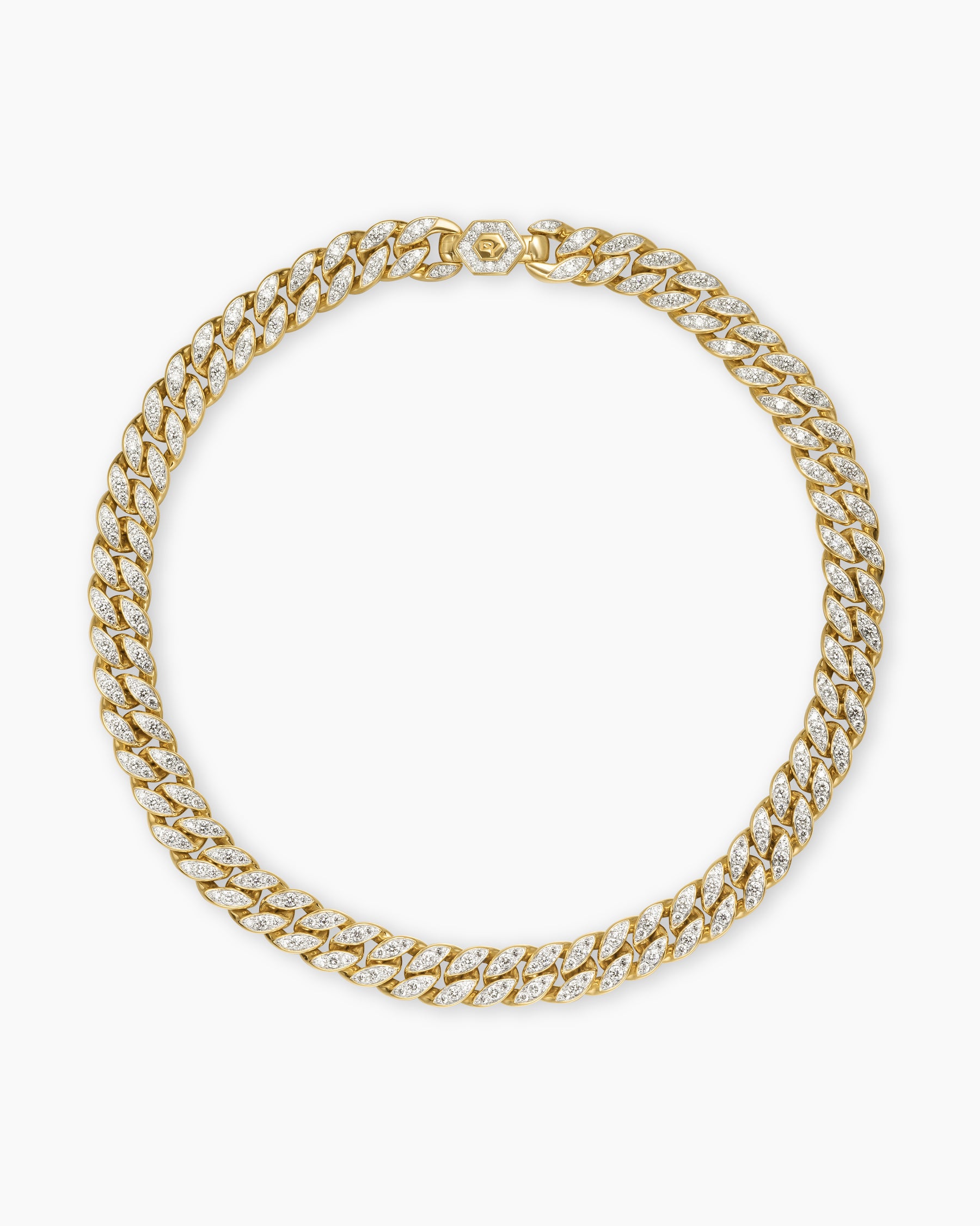 Curb Chain Necklace in 18K Yellow Gold with Diamonds, 11.5mm - Image 3