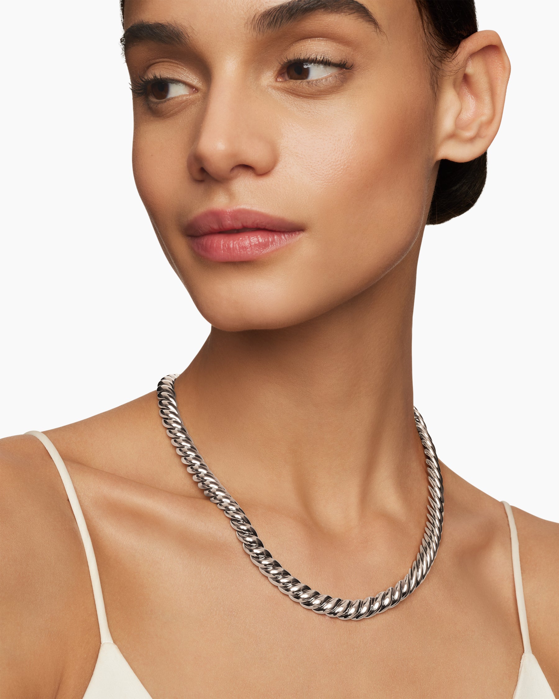 Alternative view of Sculpted Cable Necklace in Sterling Silver, 8.5mm